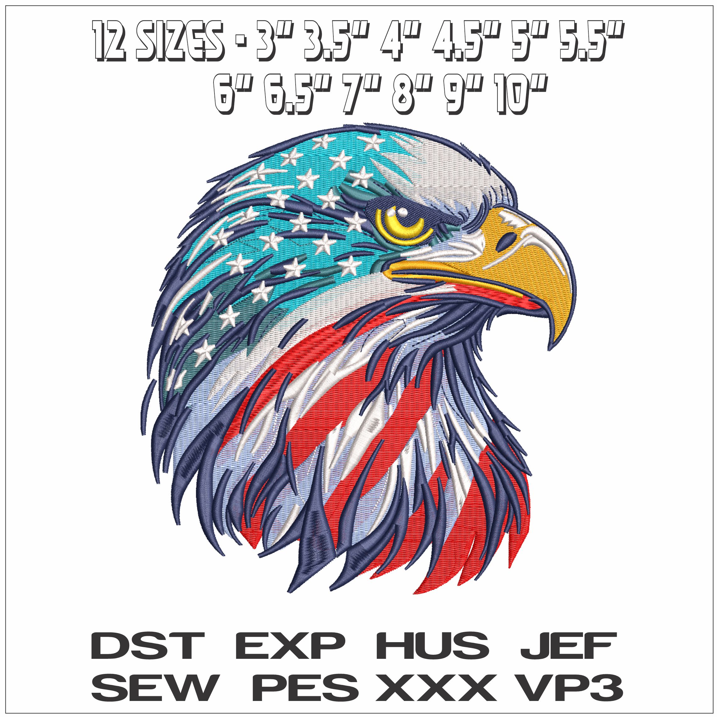 Eagle USA Flag- Elegant embroidery design file - instant download — view 2
