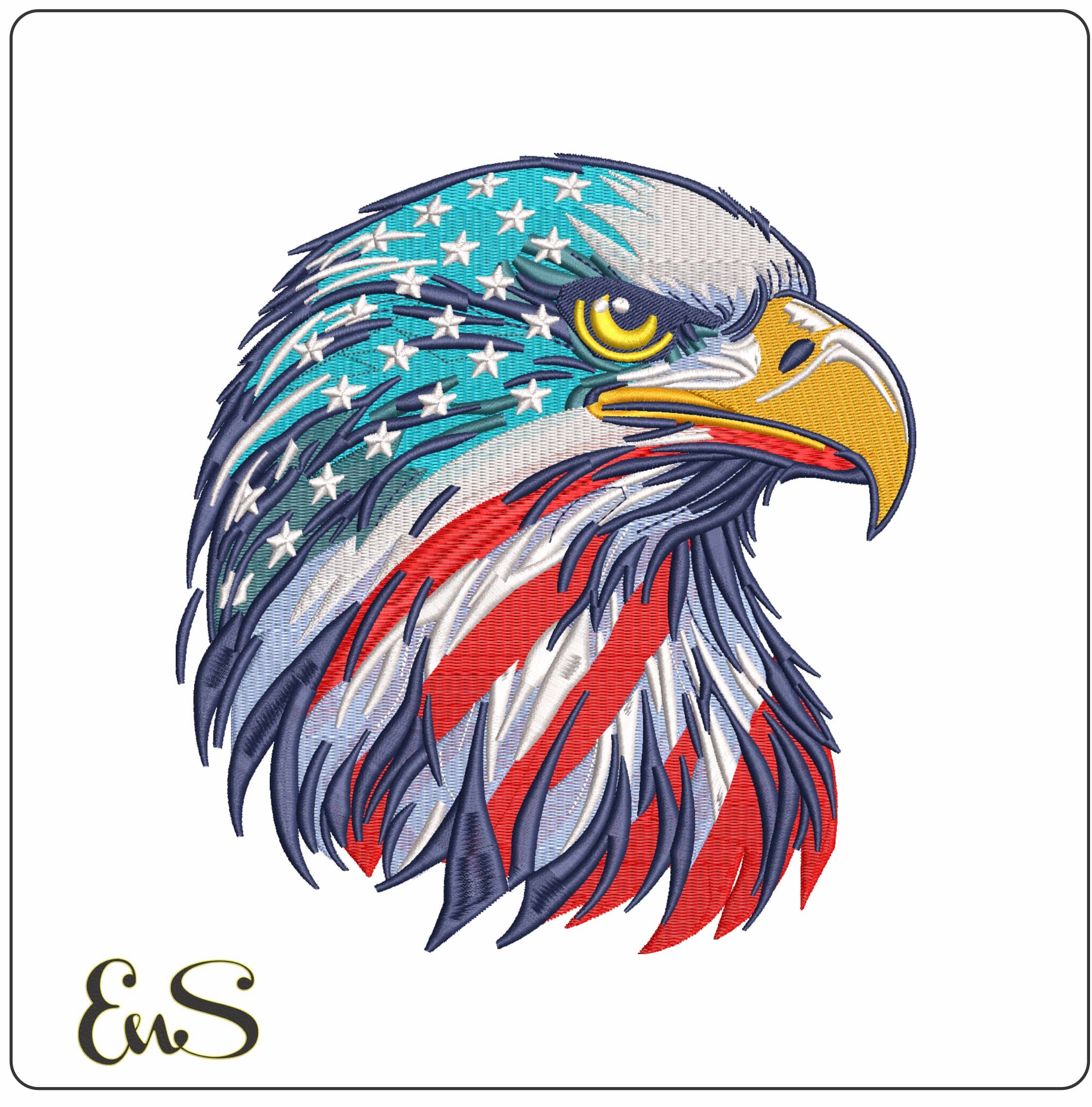 Eagle USA Flag- Elegant embroidery design file - instant download