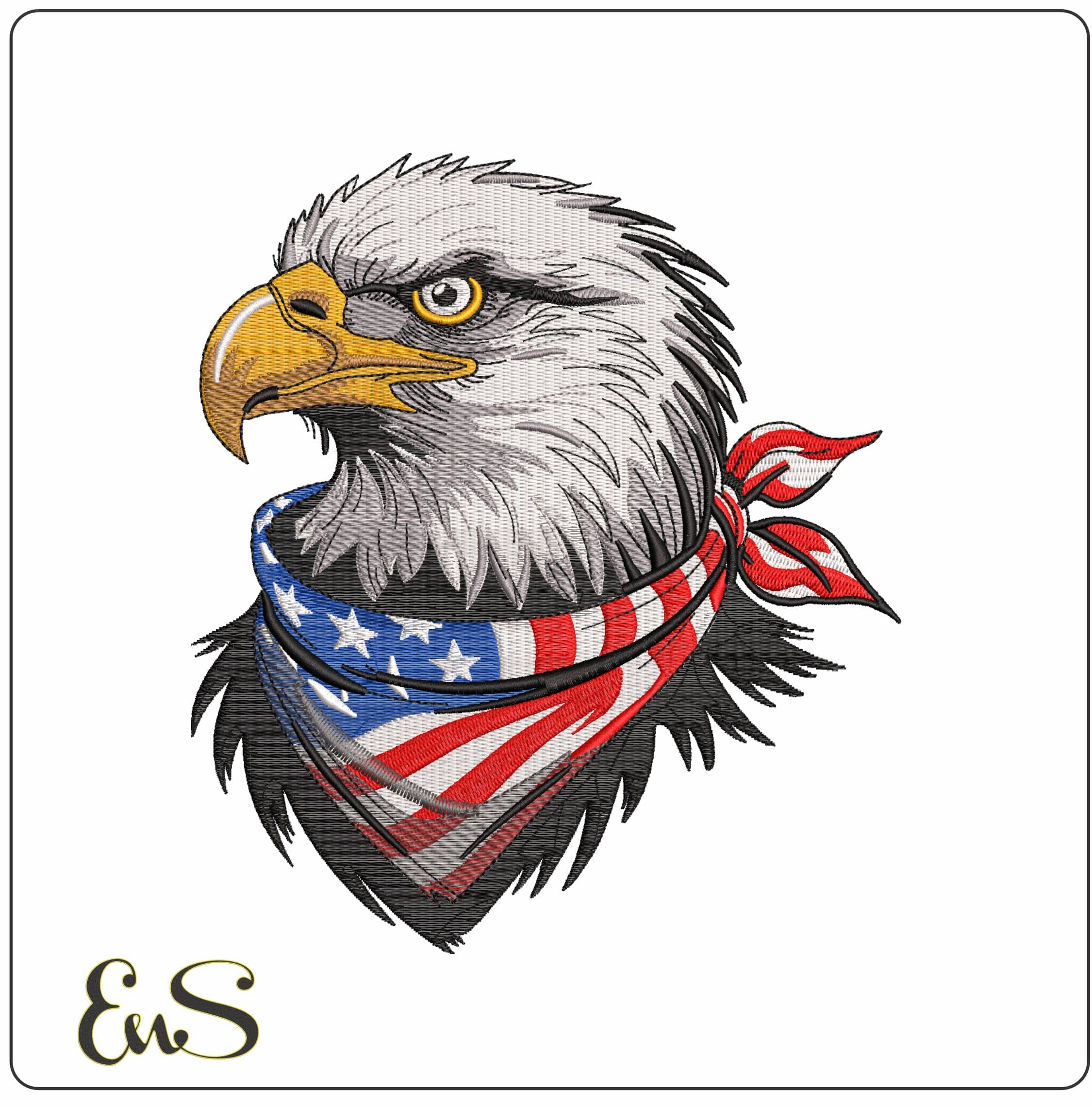 Eagle with USA Flag Bandana- Elegant embroidery design file - instant download