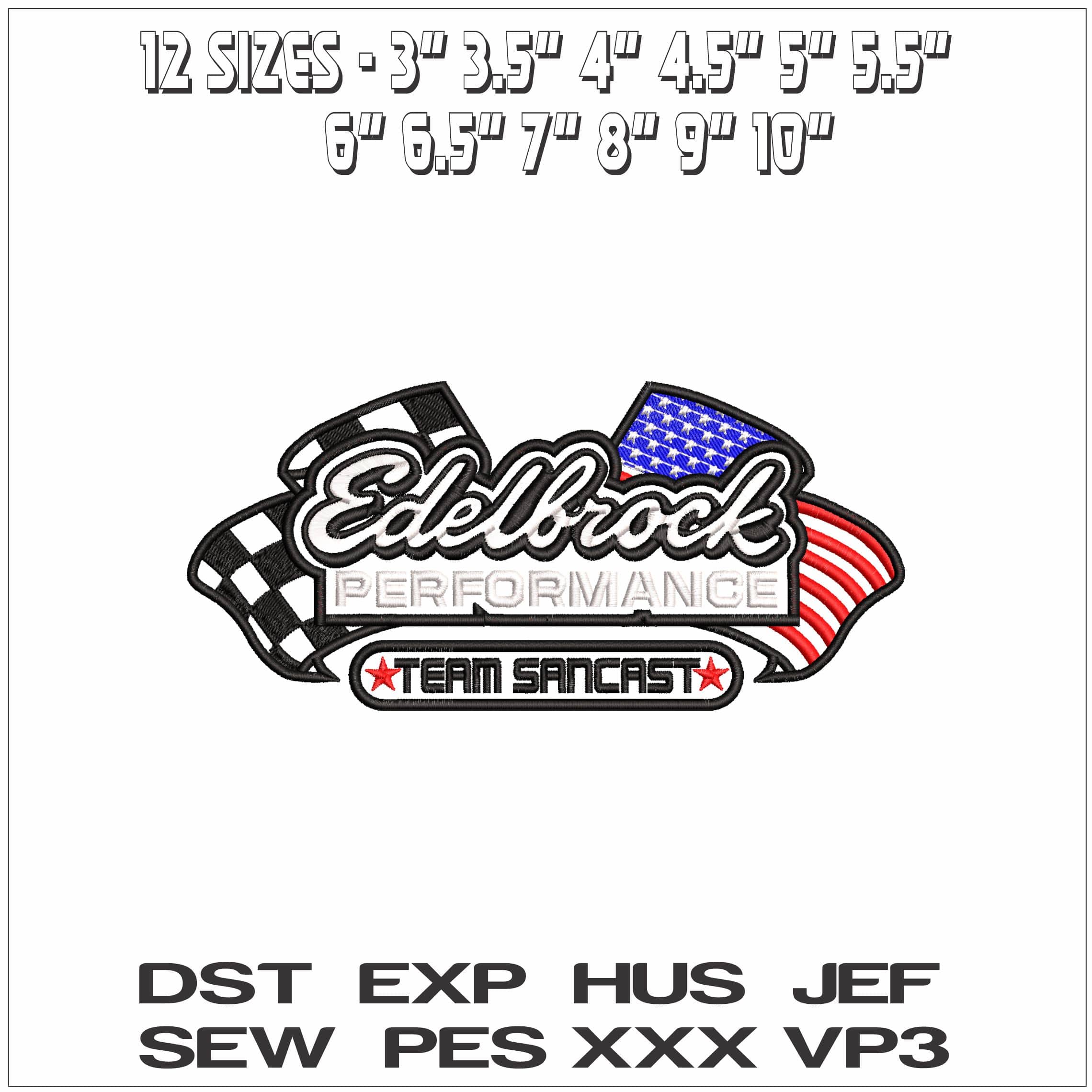 Edelbrock Performance Team- Elegant embroidery design file - instant download — view 2