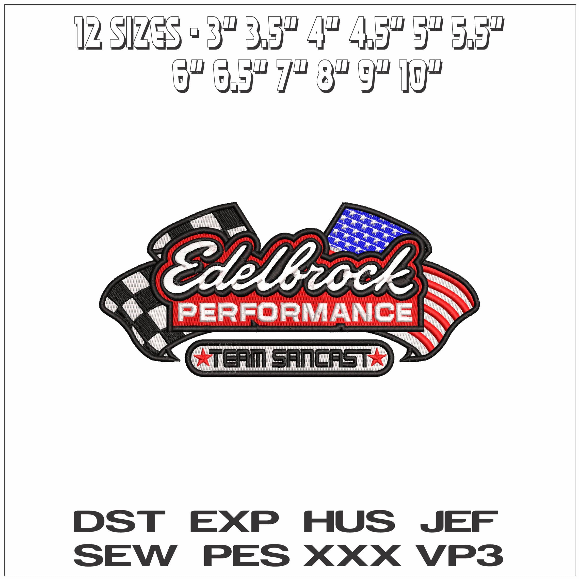 Edelbrock Performance Team USA Checkered Flag- Elegant embroidery design file - instant download — view 2