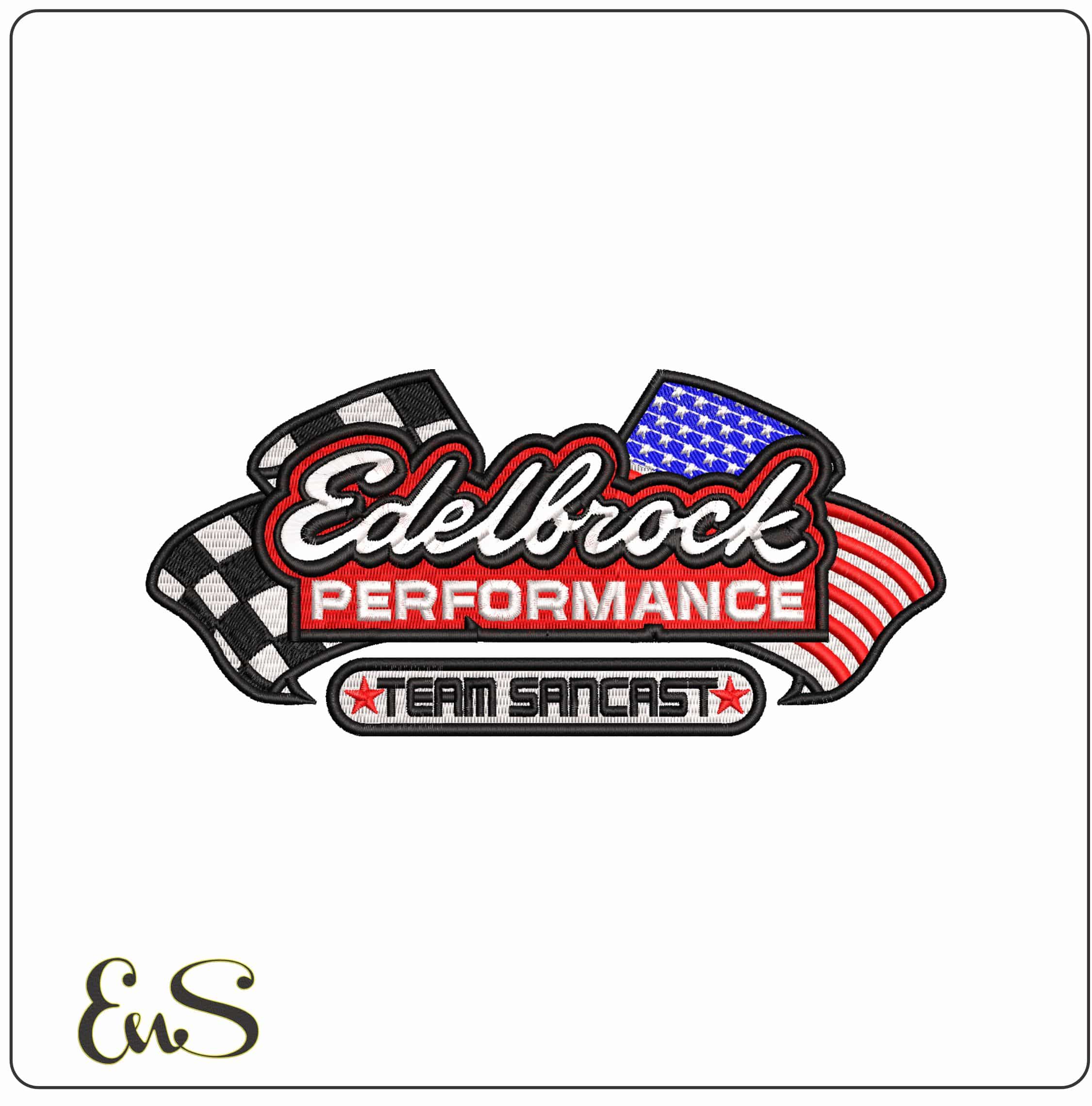 Edelbrock Performance Team USA Checkered Flag- Elegant embroidery design file - instant download