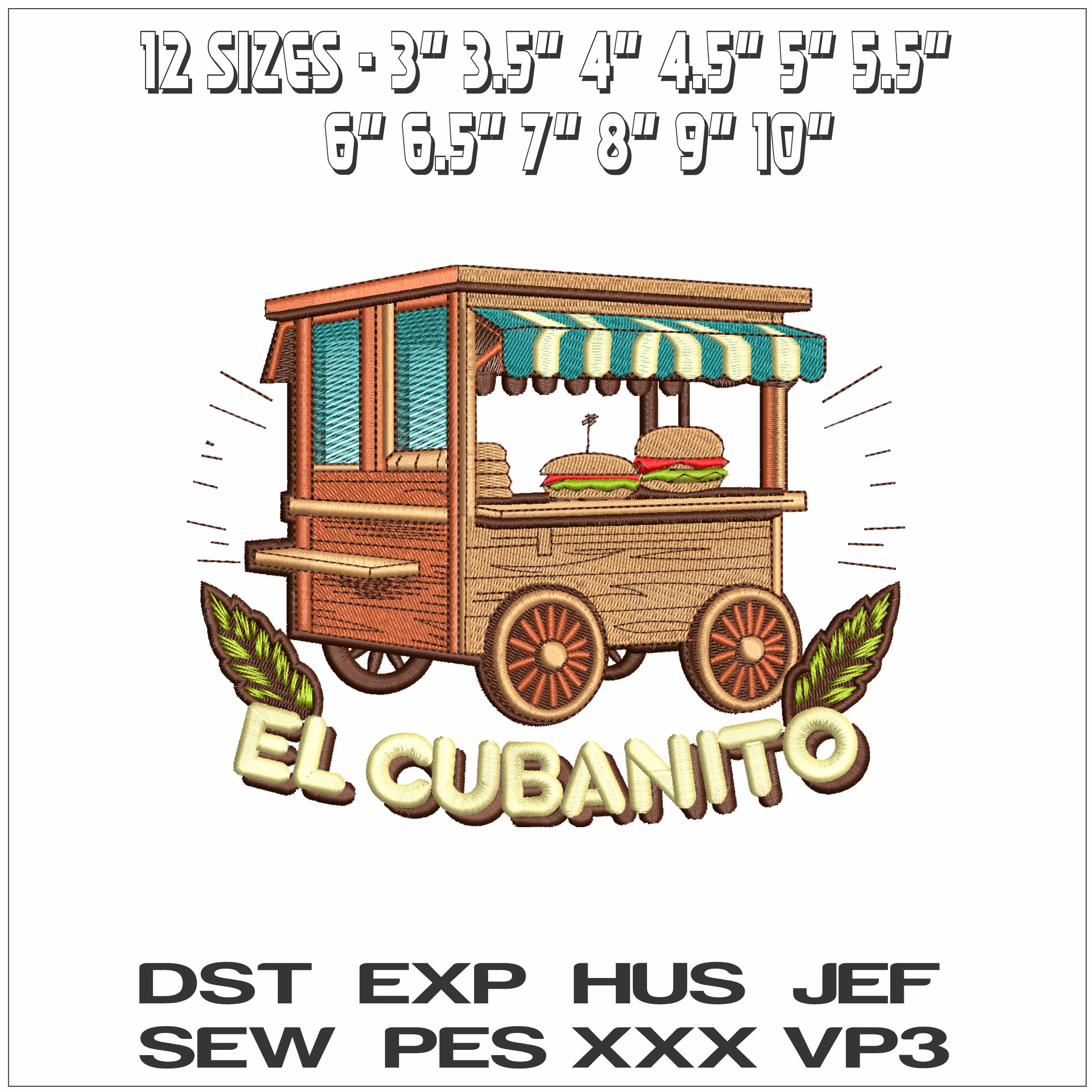 El Cubanito Sandwich Truck- Elegant embroidery design file - instant download — view 2