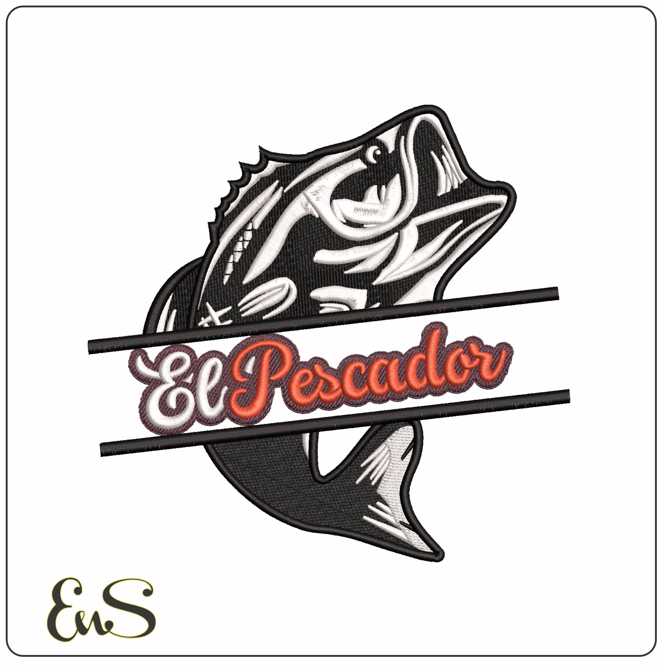 EL PESCADOR Fish- Elegant embroidery design file - instant download