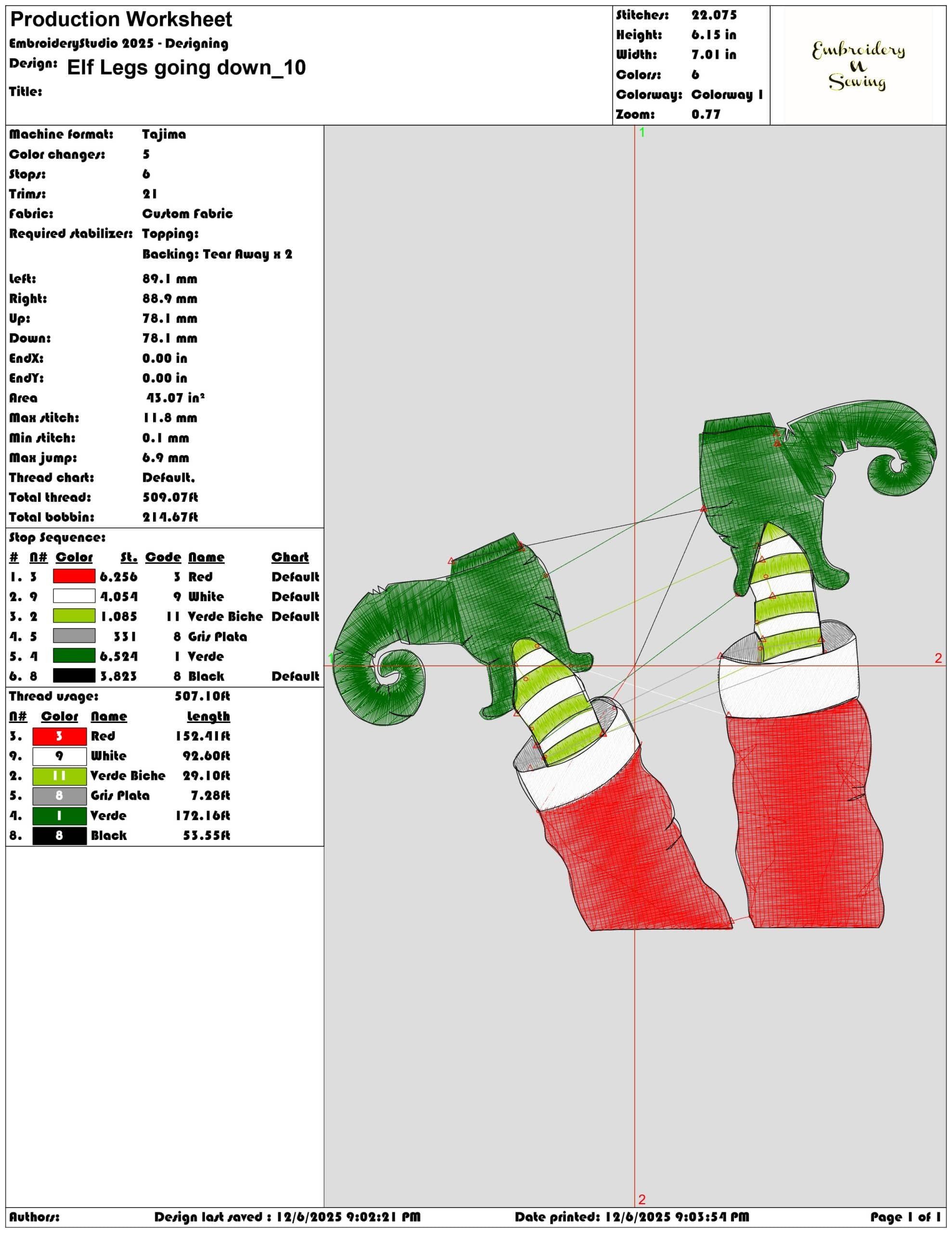 Elf Legs going down- Elegant embroidery design file - instant download — view 3
