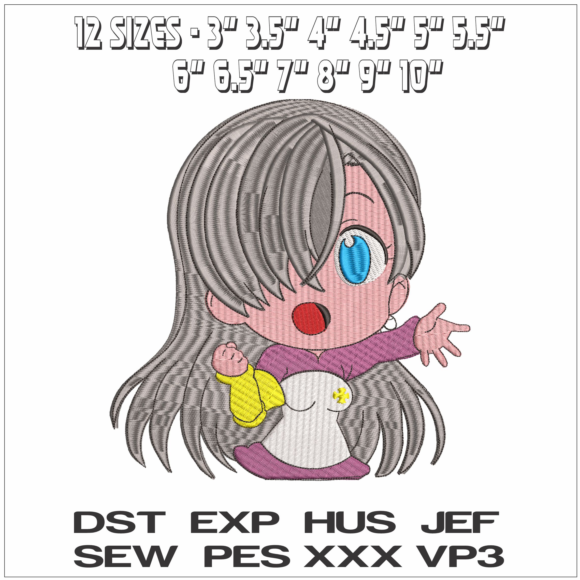 Elizabeth Liones The Seven Deadly Sins Anime- Elegant embroidery design file - instant download — view 2