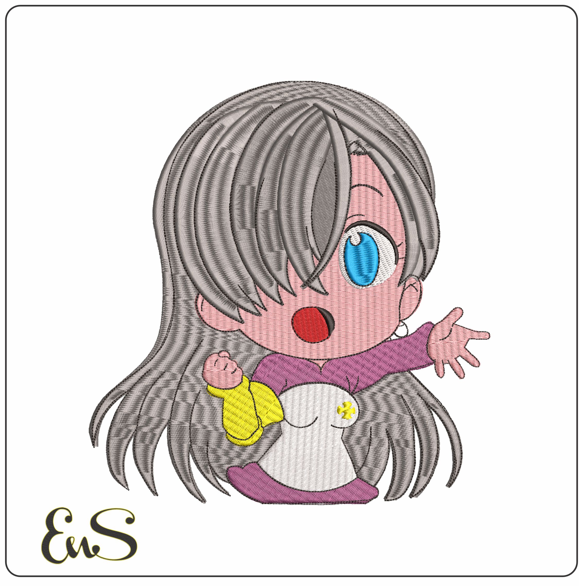 Elizabeth Liones The Seven Deadly Sins Anime- Elegant embroidery design file - instant download