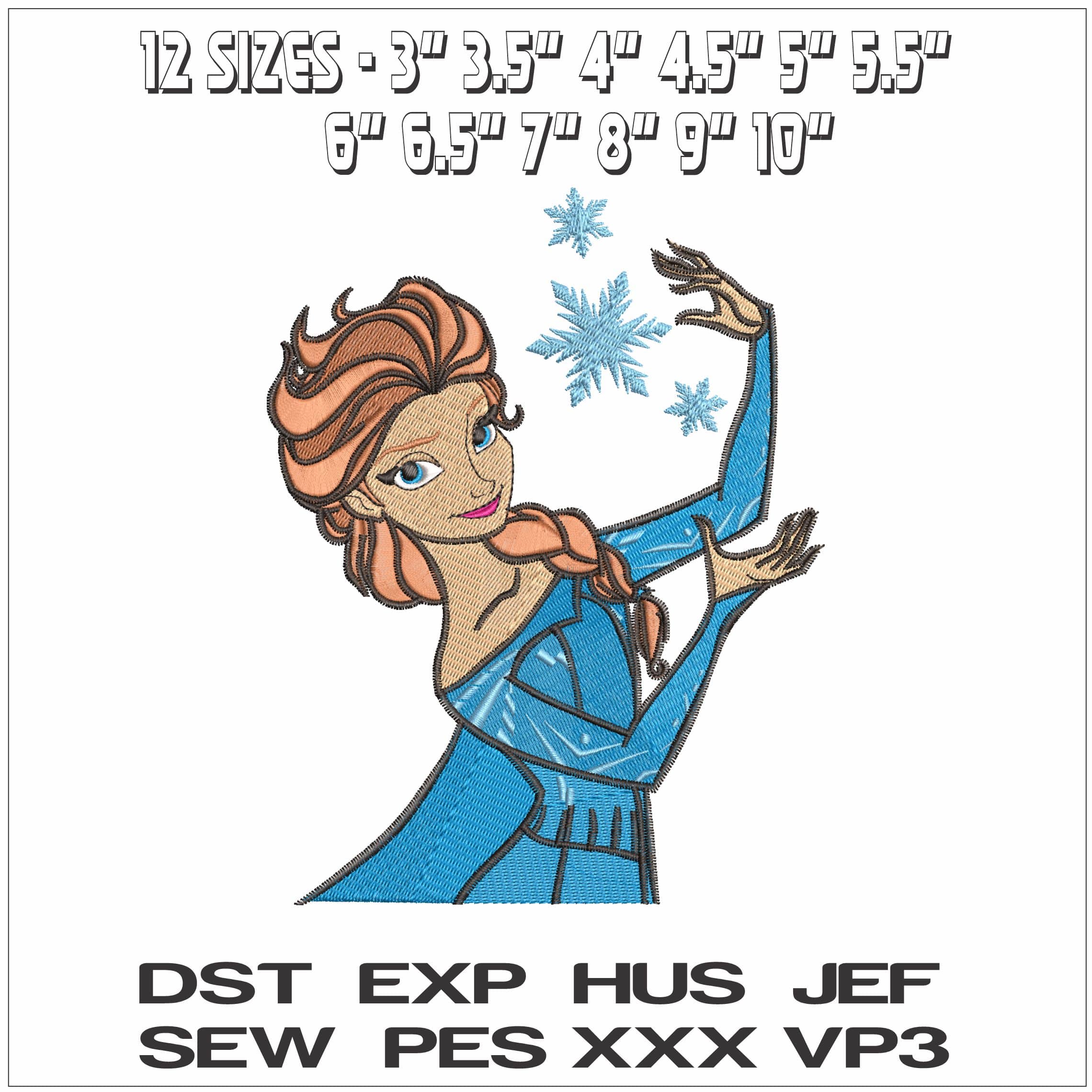 Elsa Creating Ice Crystals- Elegant embroidery design file - instant download — view 2