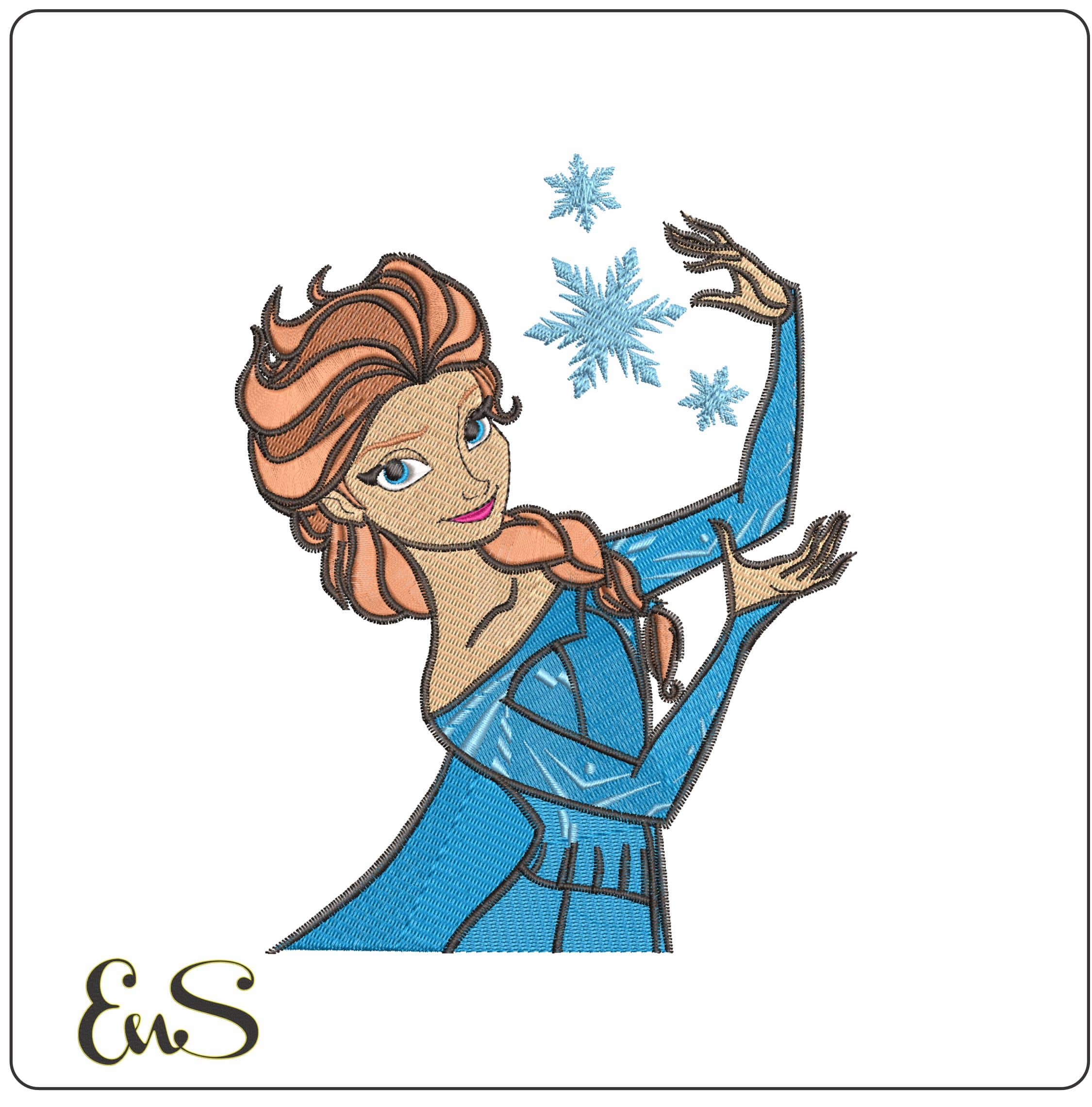 Elsa Creating Ice Crystals- Elegant embroidery design file - instant download
