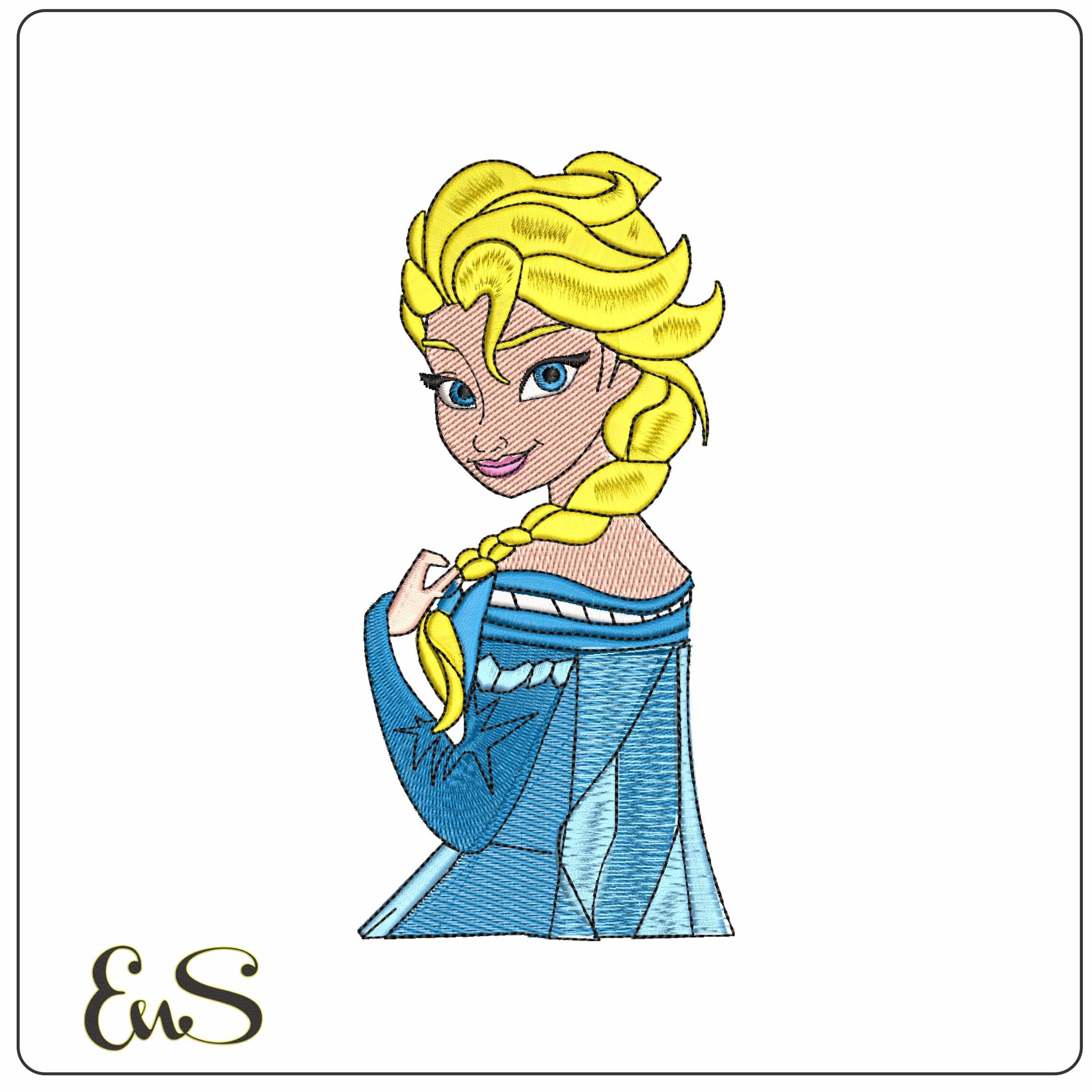 Elsa Playing with Hair- Elegant embroidery design file - instant download