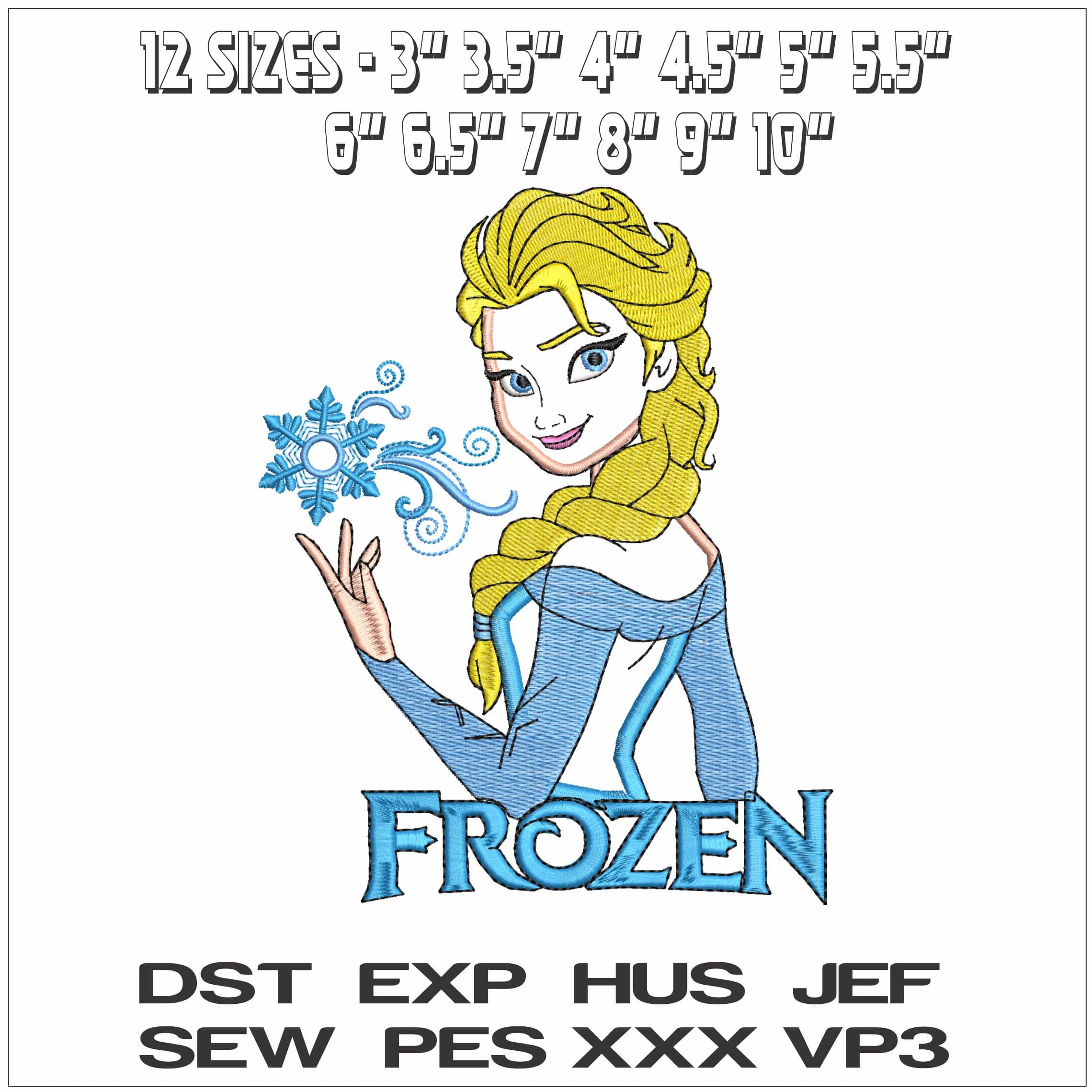 Elsa Playing with Snowflake Frozen Applique- Elegant embroidery design file - instant download — view 2