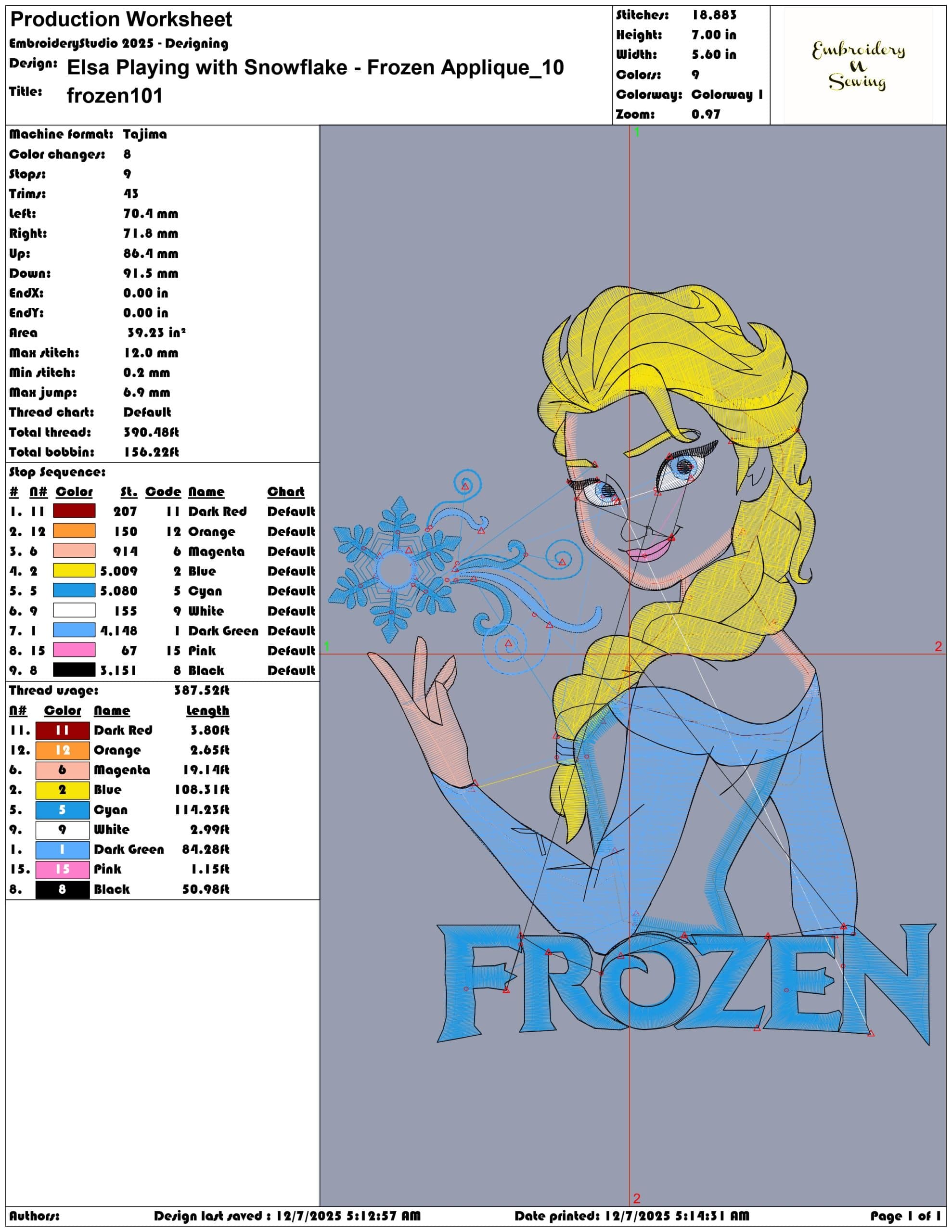 Elsa Playing with Snowflake Frozen Applique- Elegant embroidery design file - instant download — view 3