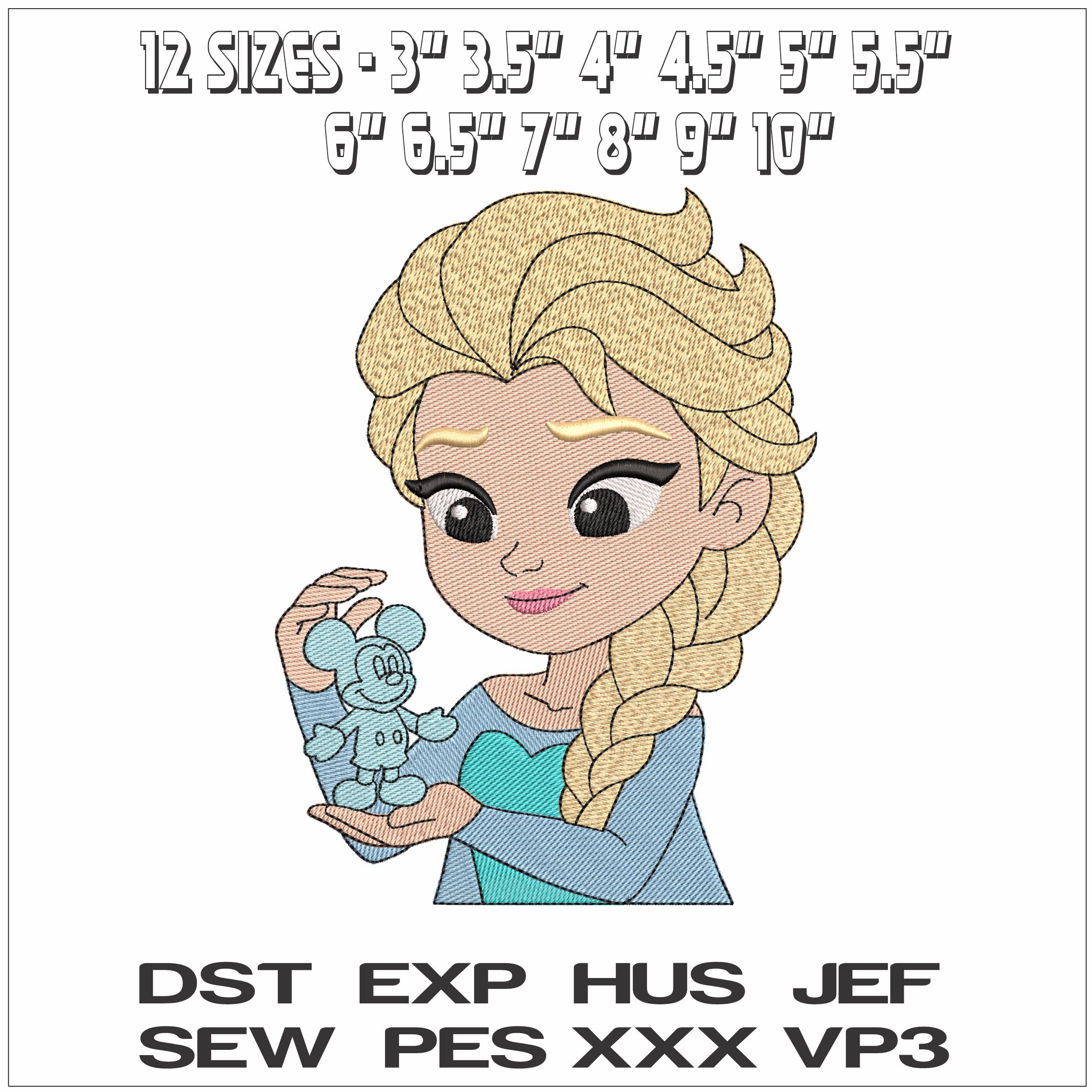 Elsa with Mickey Mouse Ice Sculpture Frozen- Elegant embroidery design file - instant download — view 2