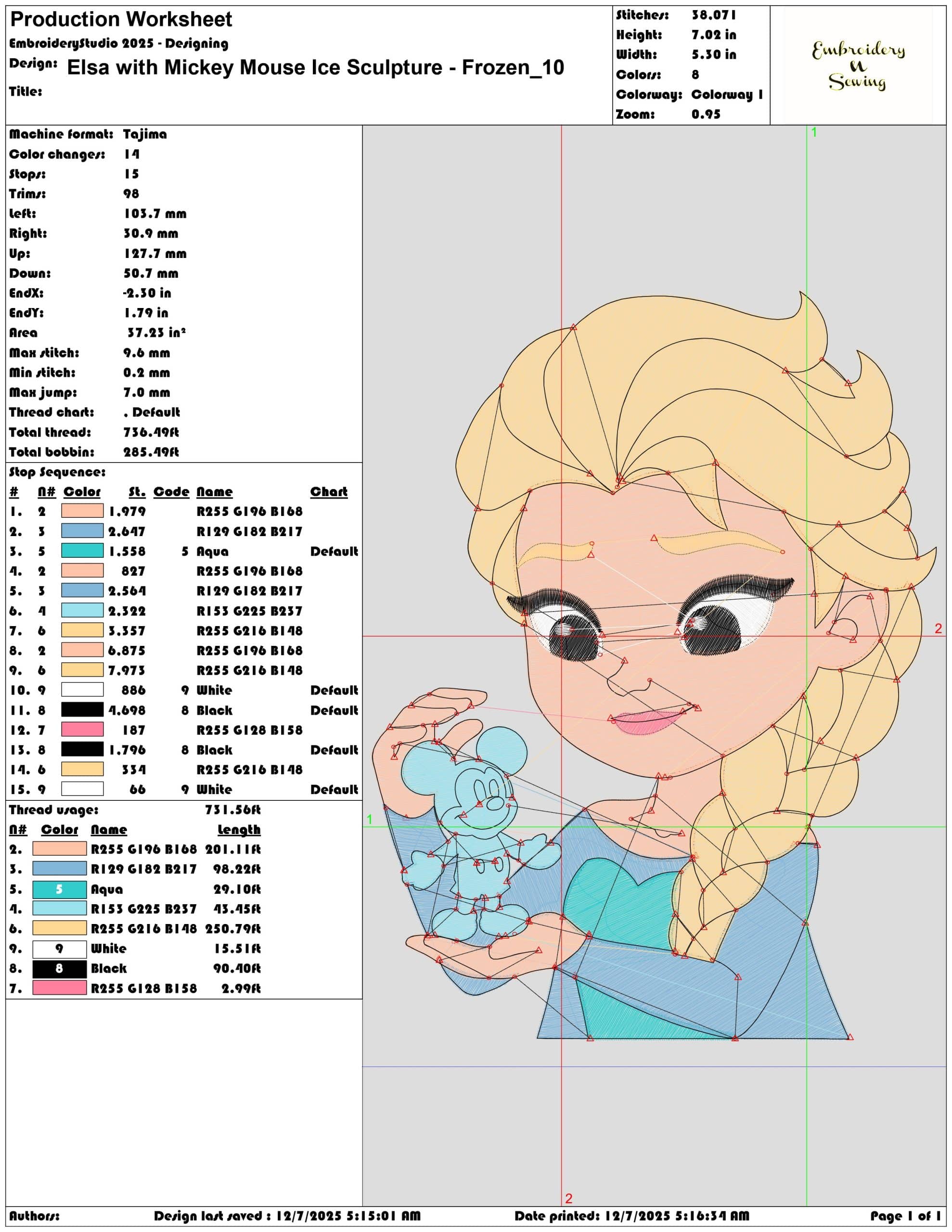 Elsa with Mickey Mouse Ice Sculpture Frozen- Elegant embroidery design file - instant download — view 3