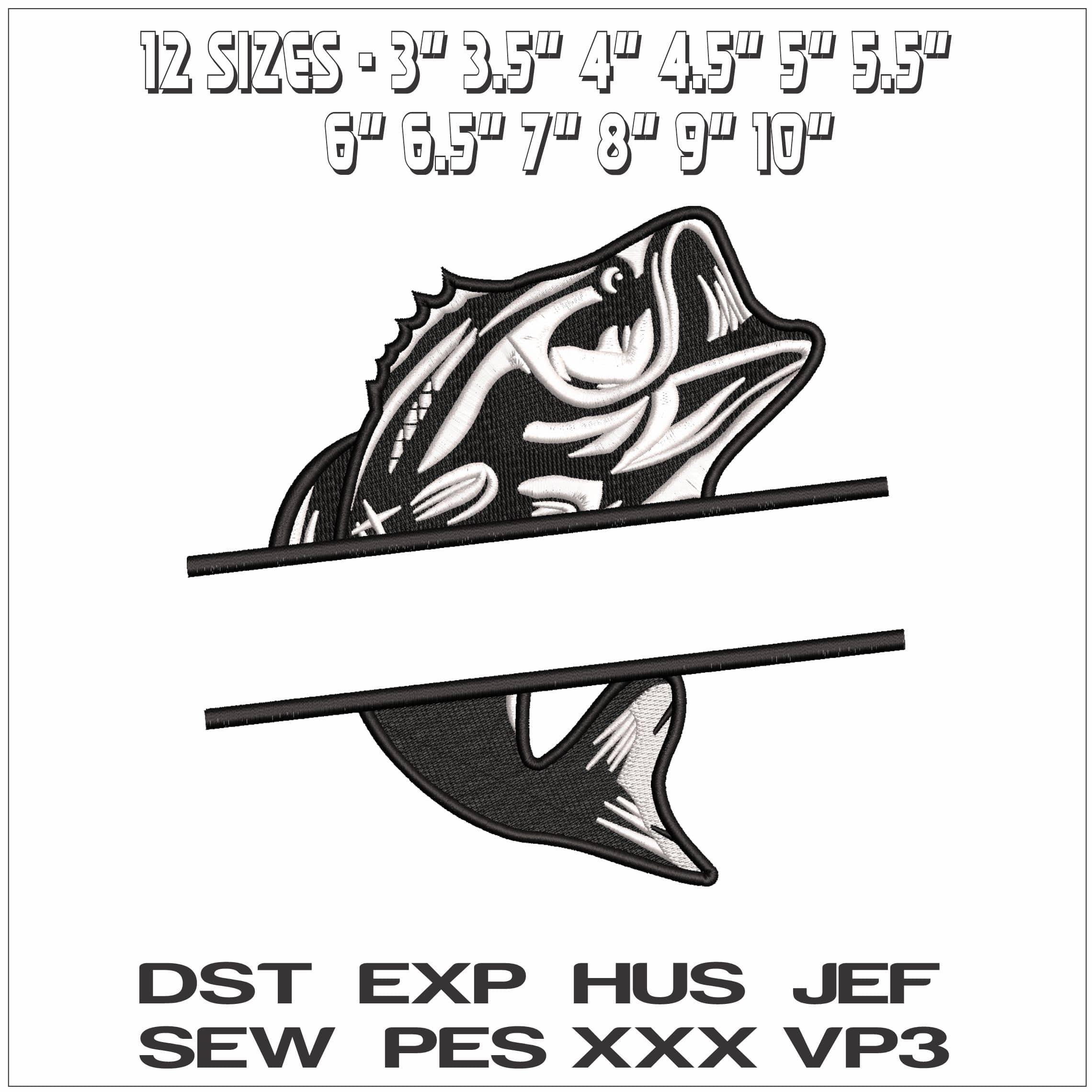 Fish with Place for Name- Elegant embroidery design file - instant download — view 2