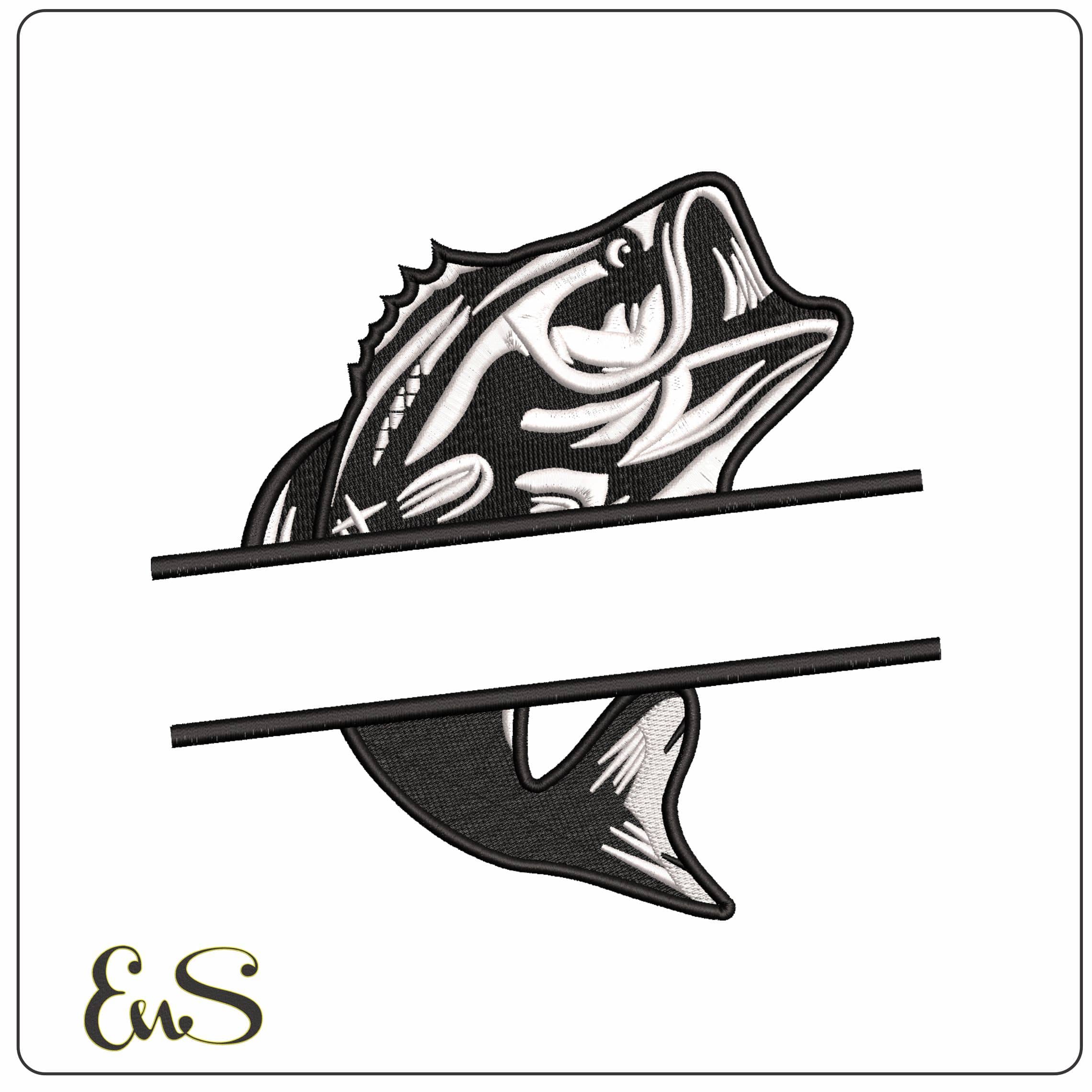 Fish with Place for Name- Elegant embroidery design file - instant download