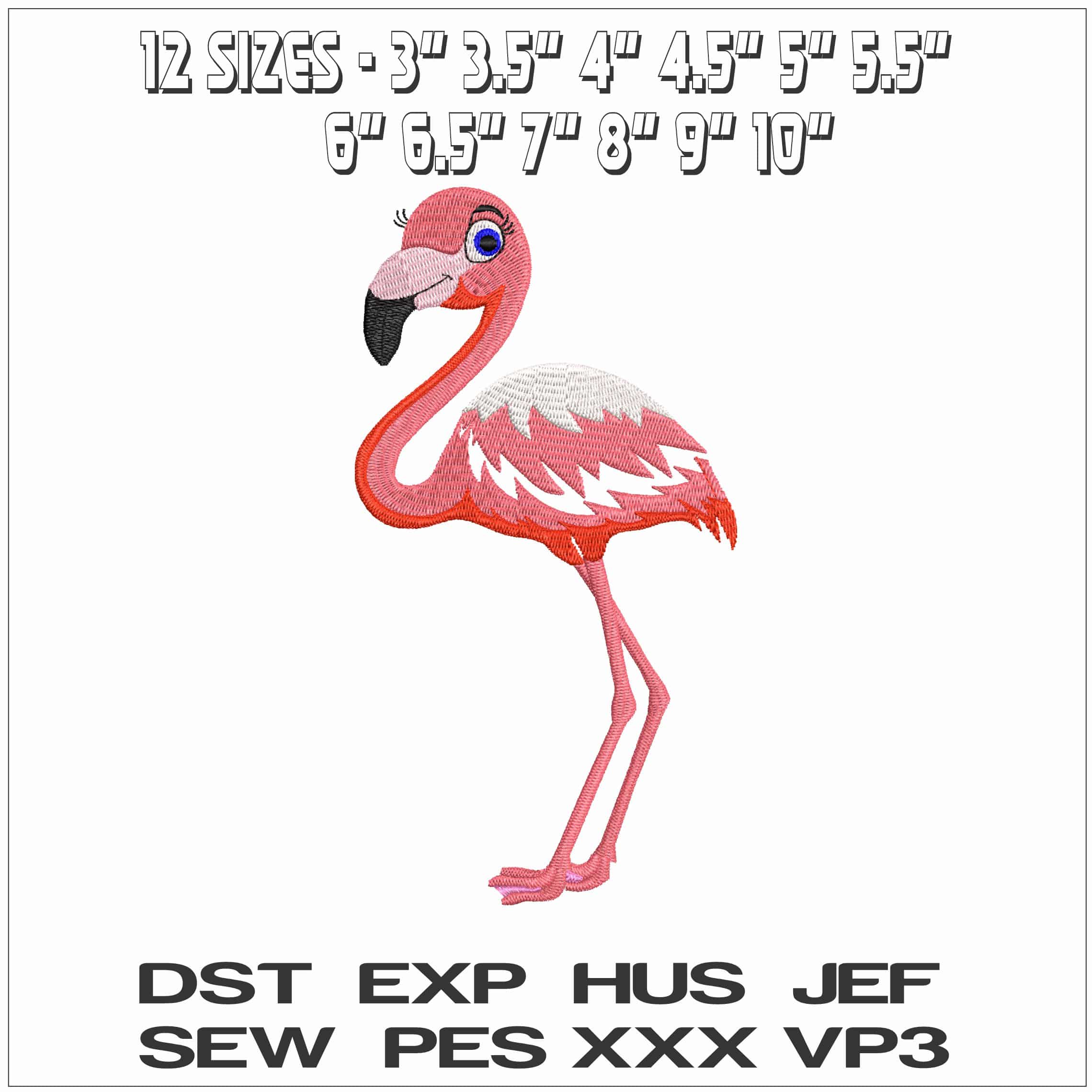 Flamingo with Blue Eye- Elegant embroidery design file - instant download — view 2
