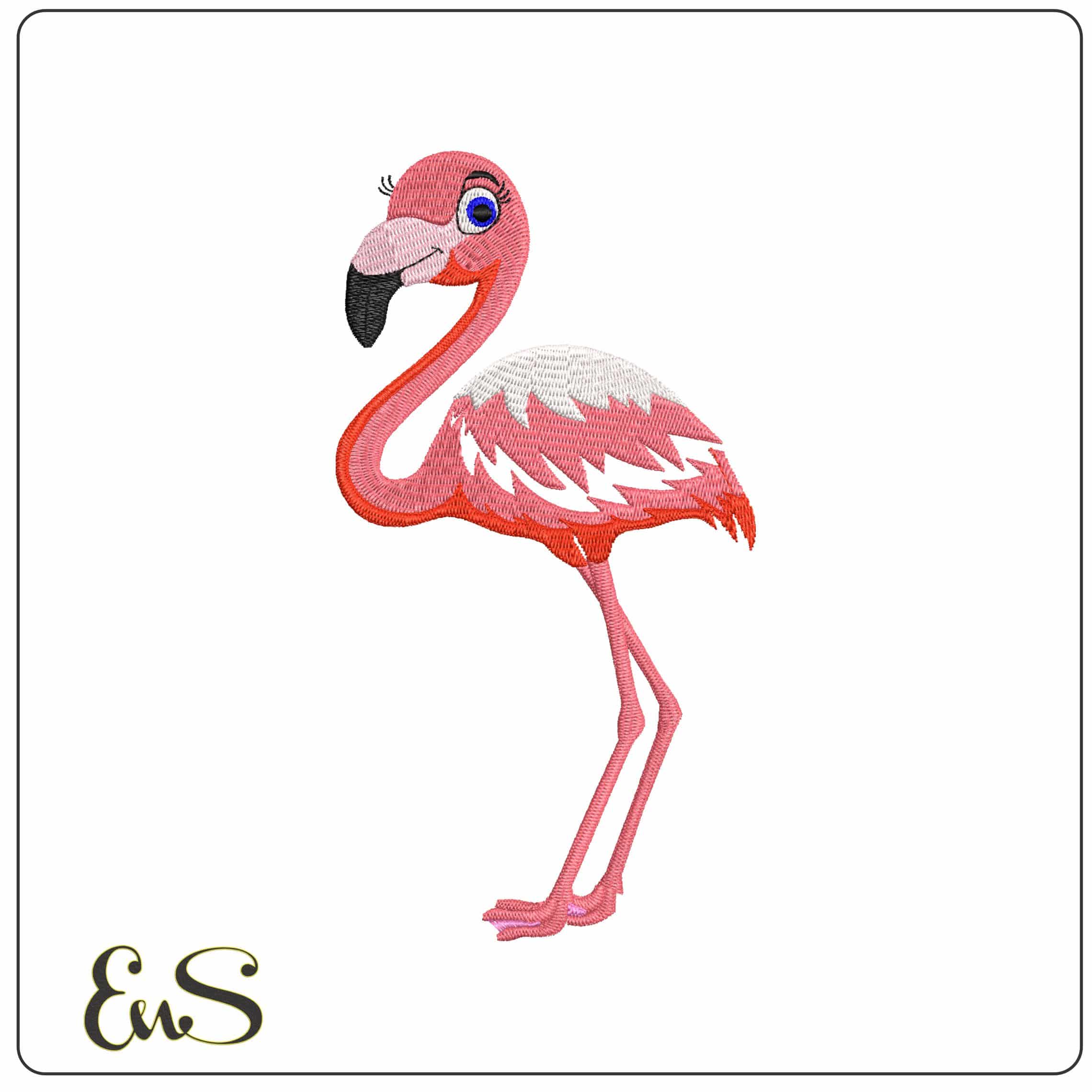Flamingo with Blue Eye- Elegant embroidery design file - instant download