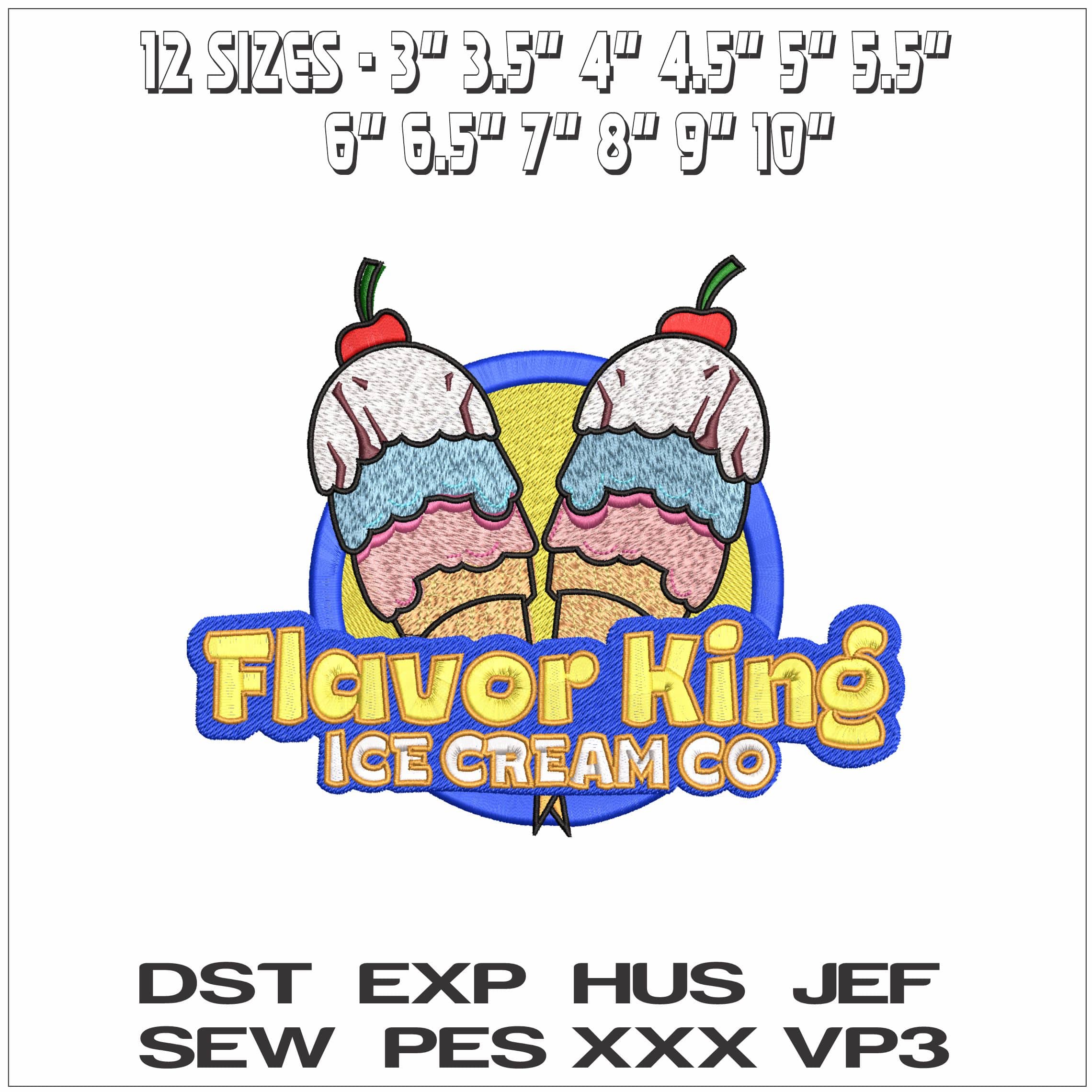 Flavor Ice Cream- Elegant embroidery design file - instant download — view 2
