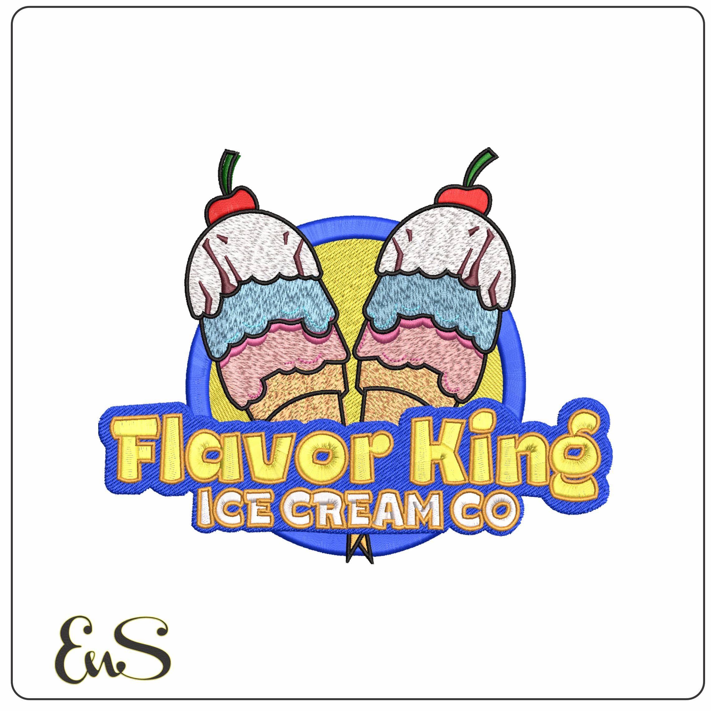 Flavor Ice Cream- Elegant embroidery design file - instant download