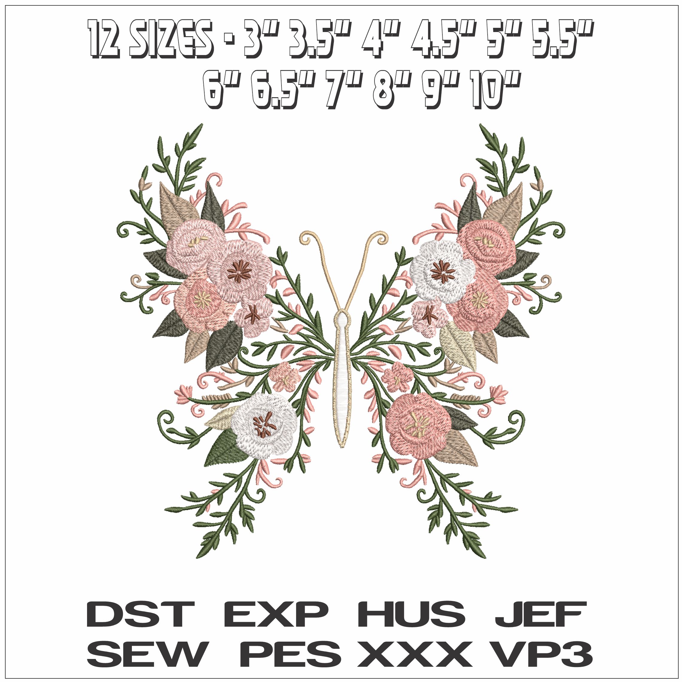 Floral butterfly- Elegant embroidery design file - instant download — view 2