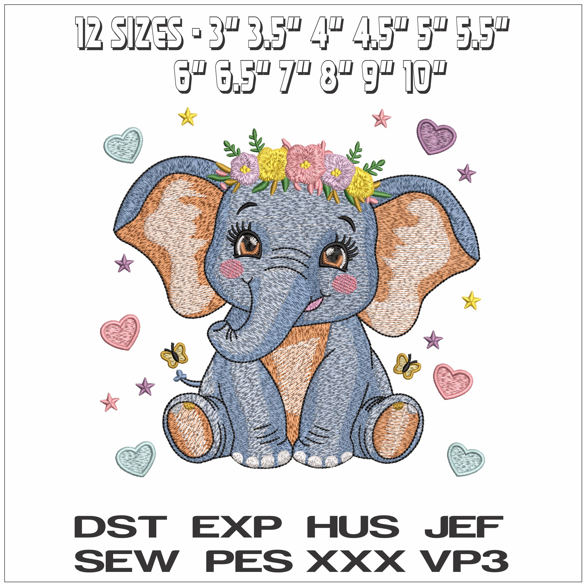 Floral Headdress Elephant- Elegant embroidery design file - instant download — view 2