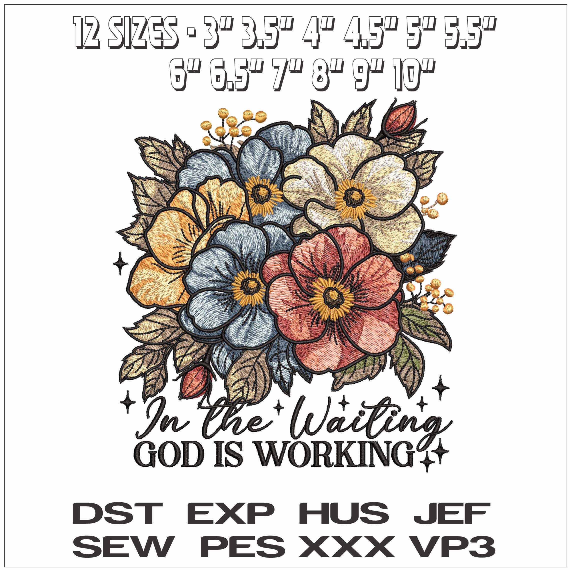 Flowers Godis working- Elegant embroidery design file - instant download — view 2