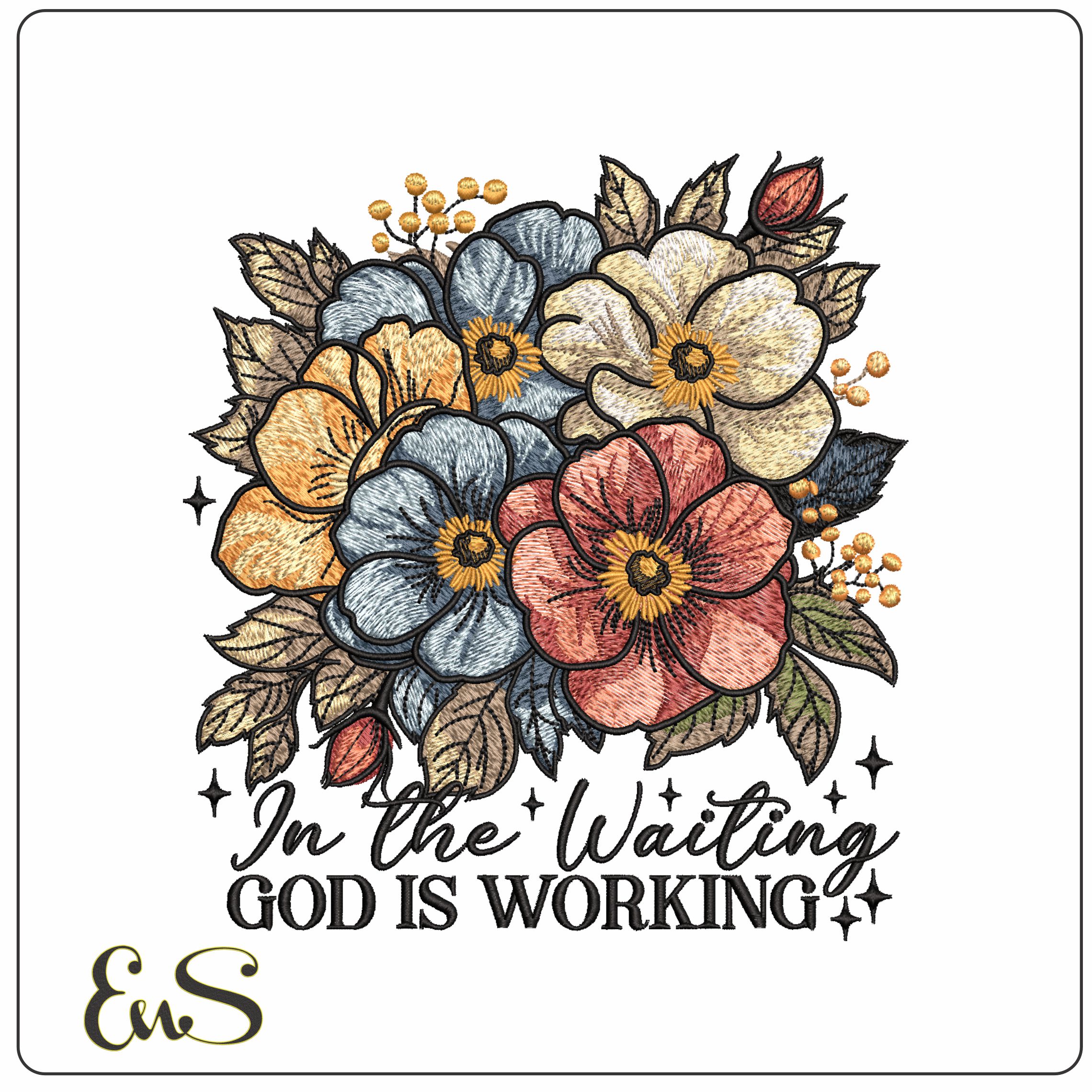 Flowers Godis working- Elegant embroidery design file - instant download
