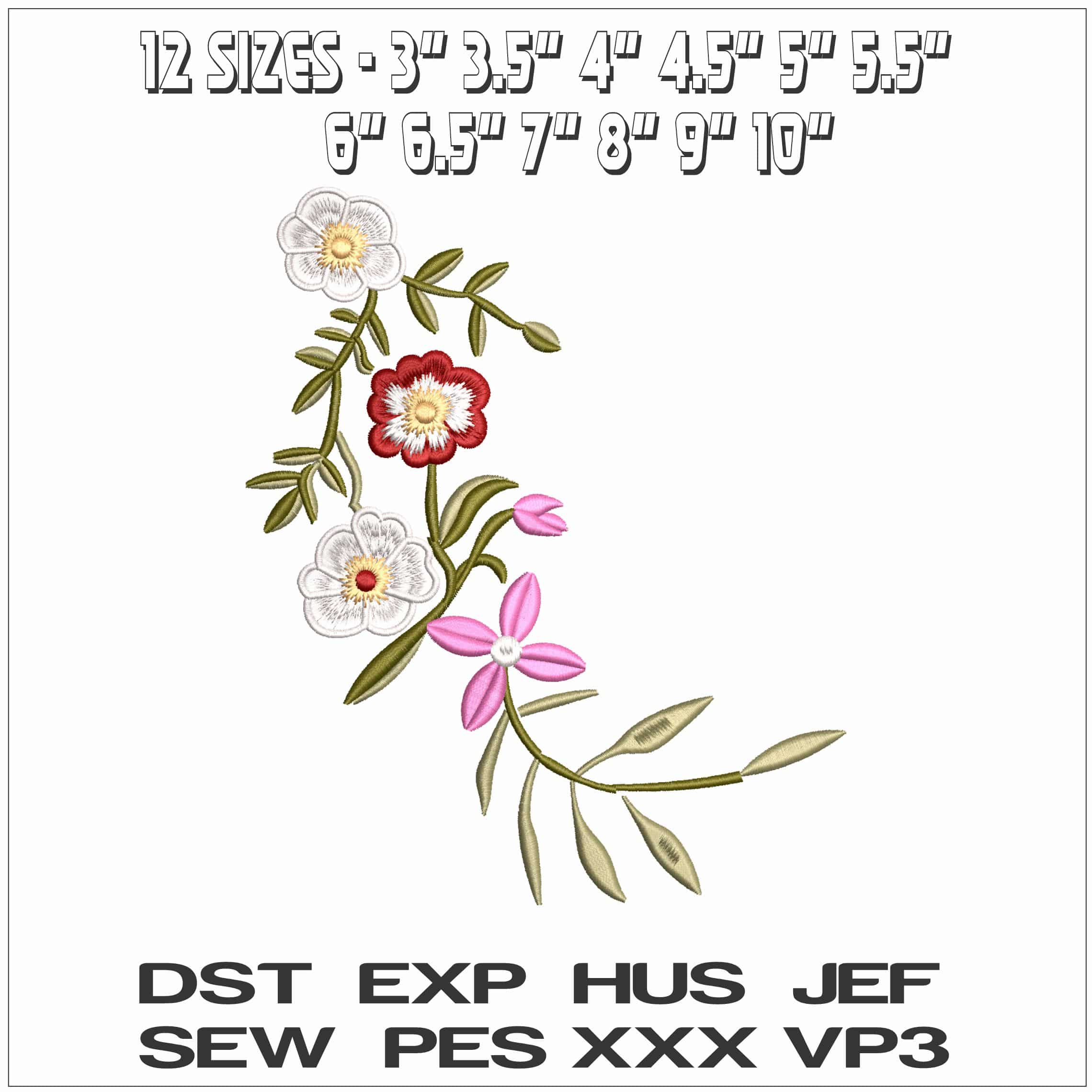 Flowers Hanging- Elegant embroidery design file - instant download — view 2