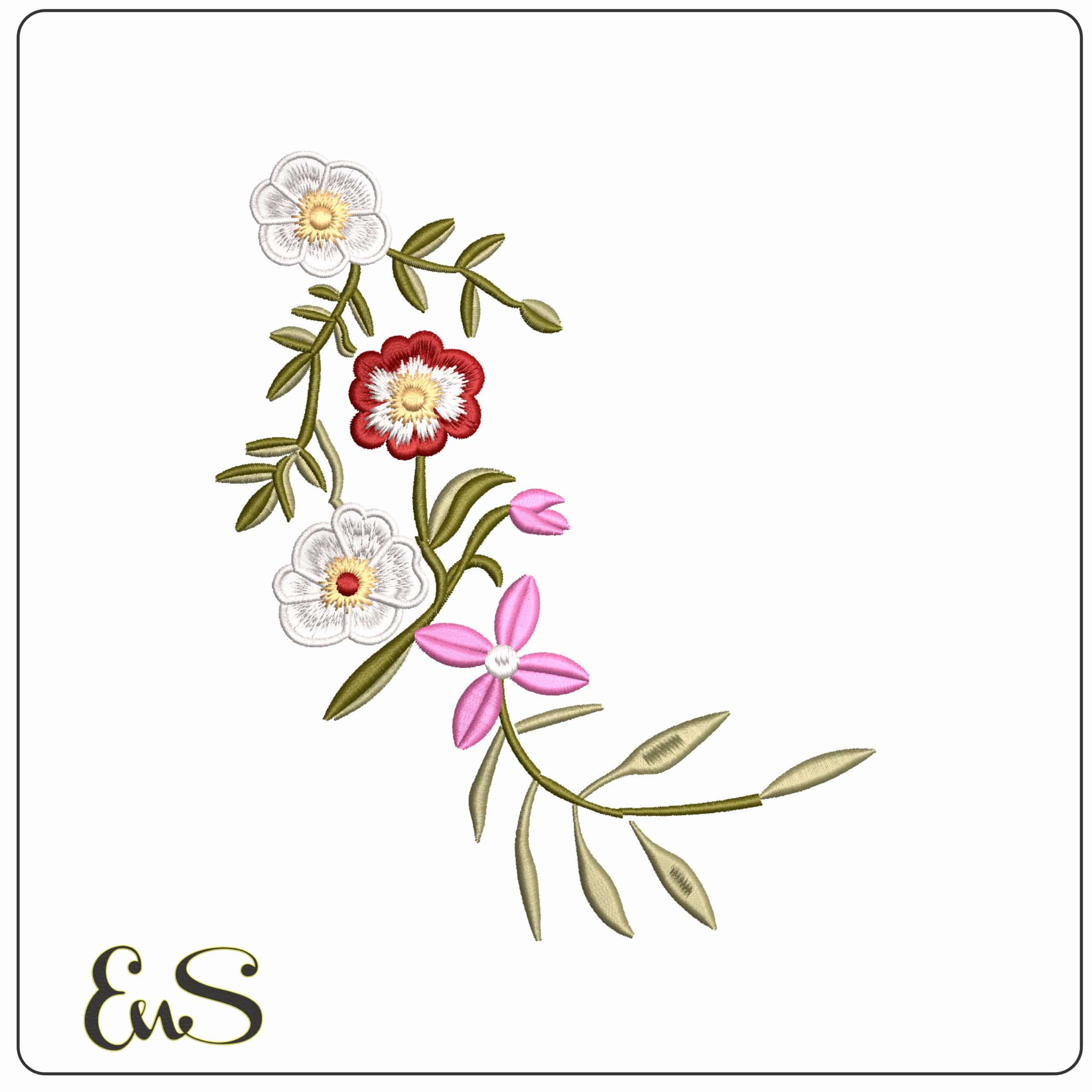 Flowers Hanging- Elegant embroidery design file - instant download