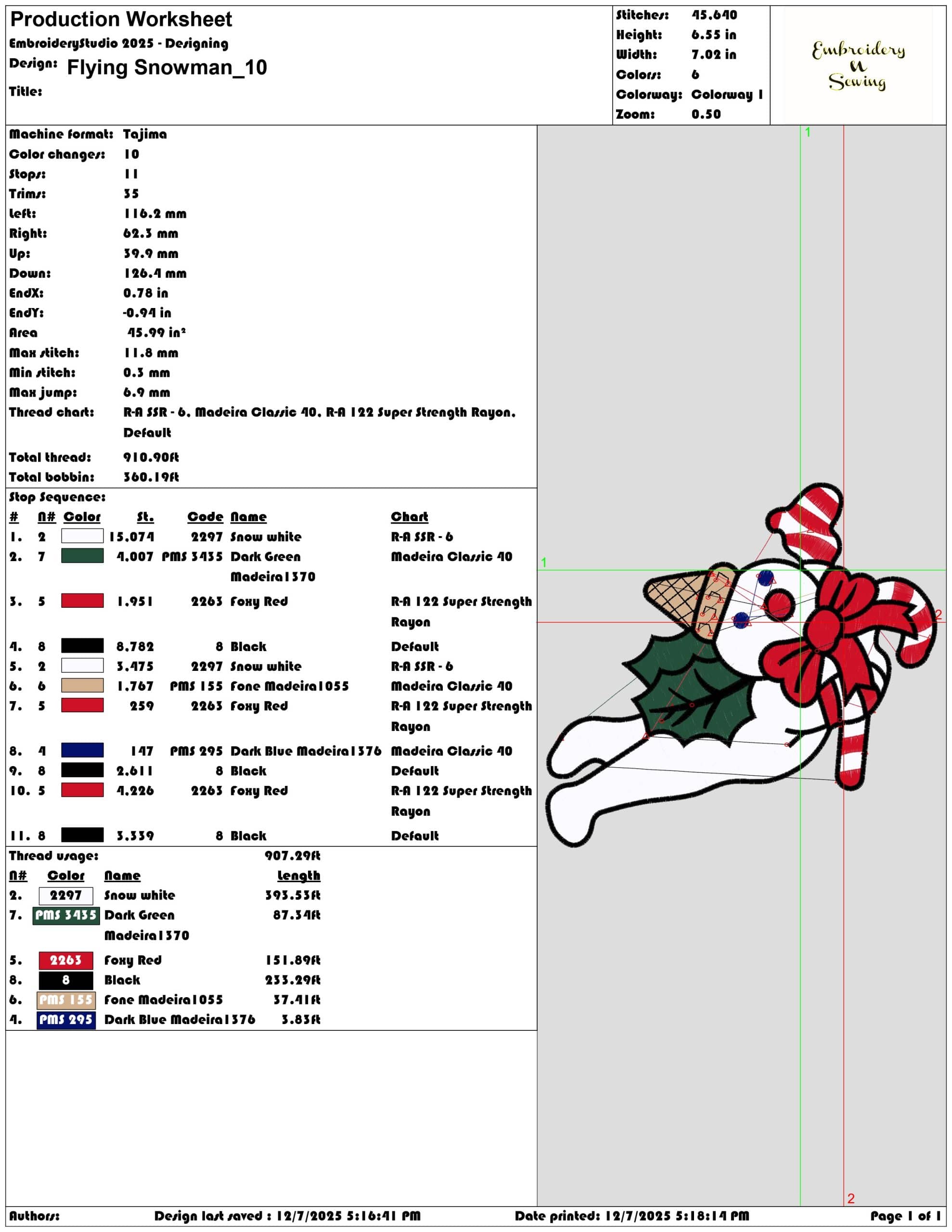 Flying Snowman- Elegant embroidery design file - instant download — view 3