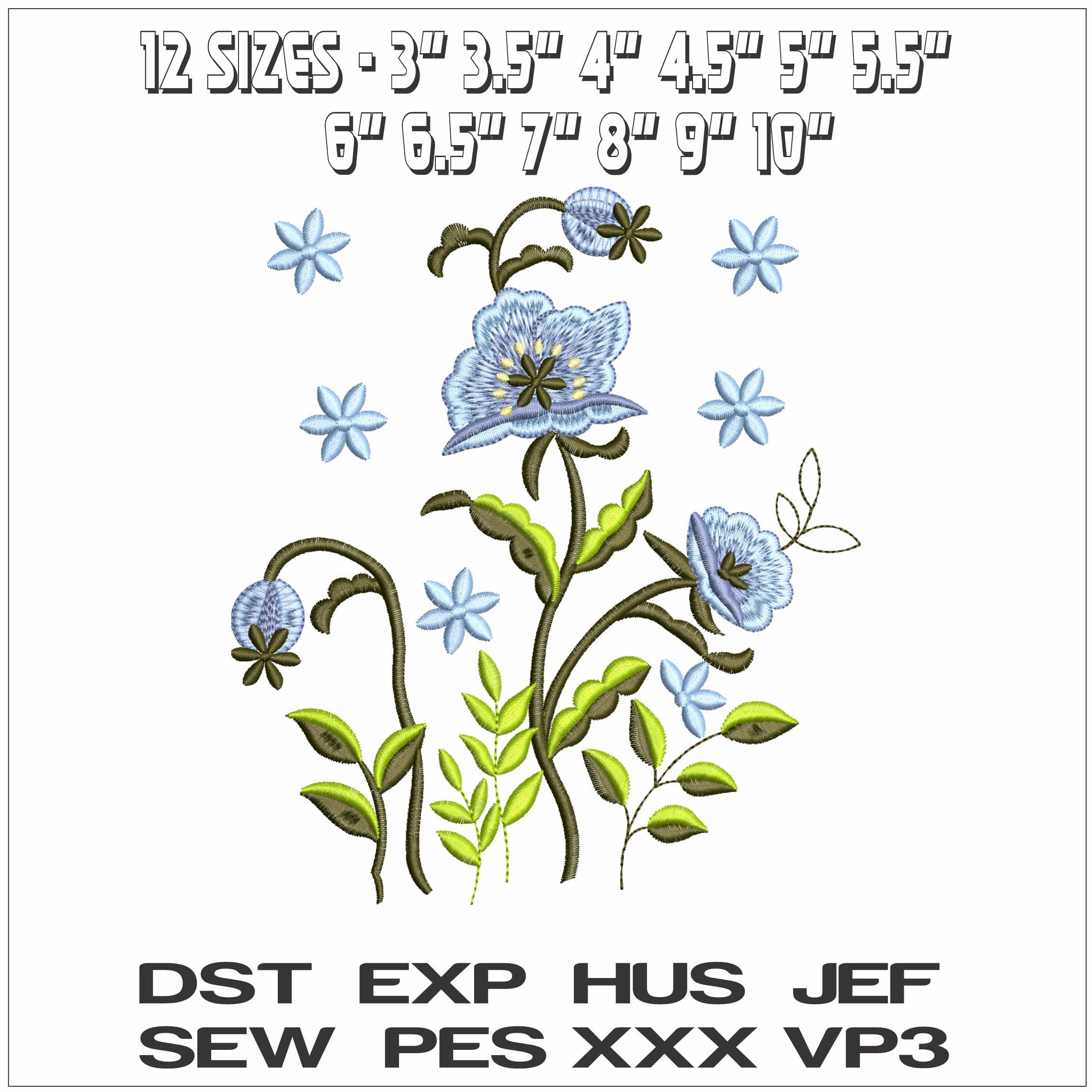Forget me knot- Elegant embroidery design file - instant download — view 2