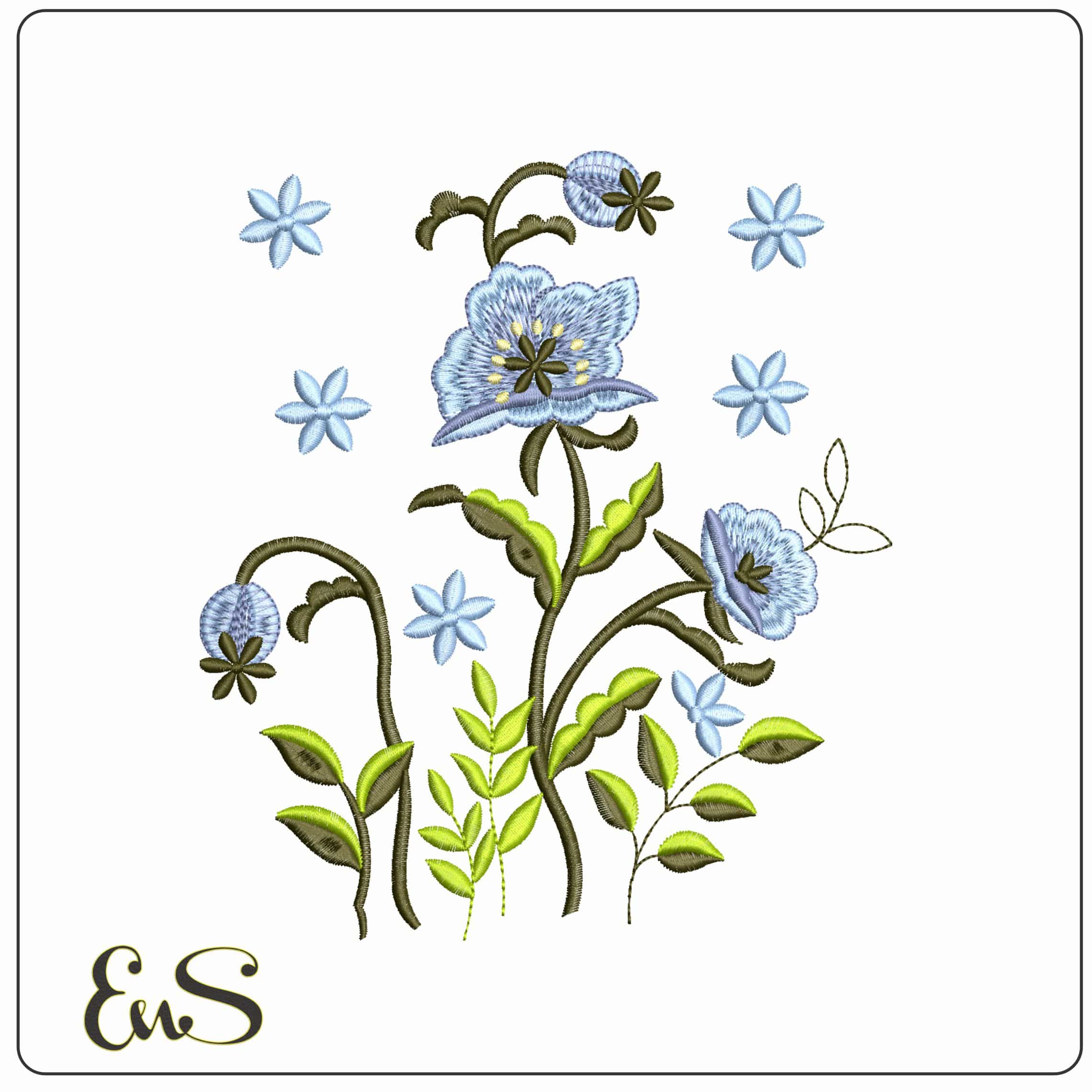Forget me knot- Elegant embroidery design file - instant download