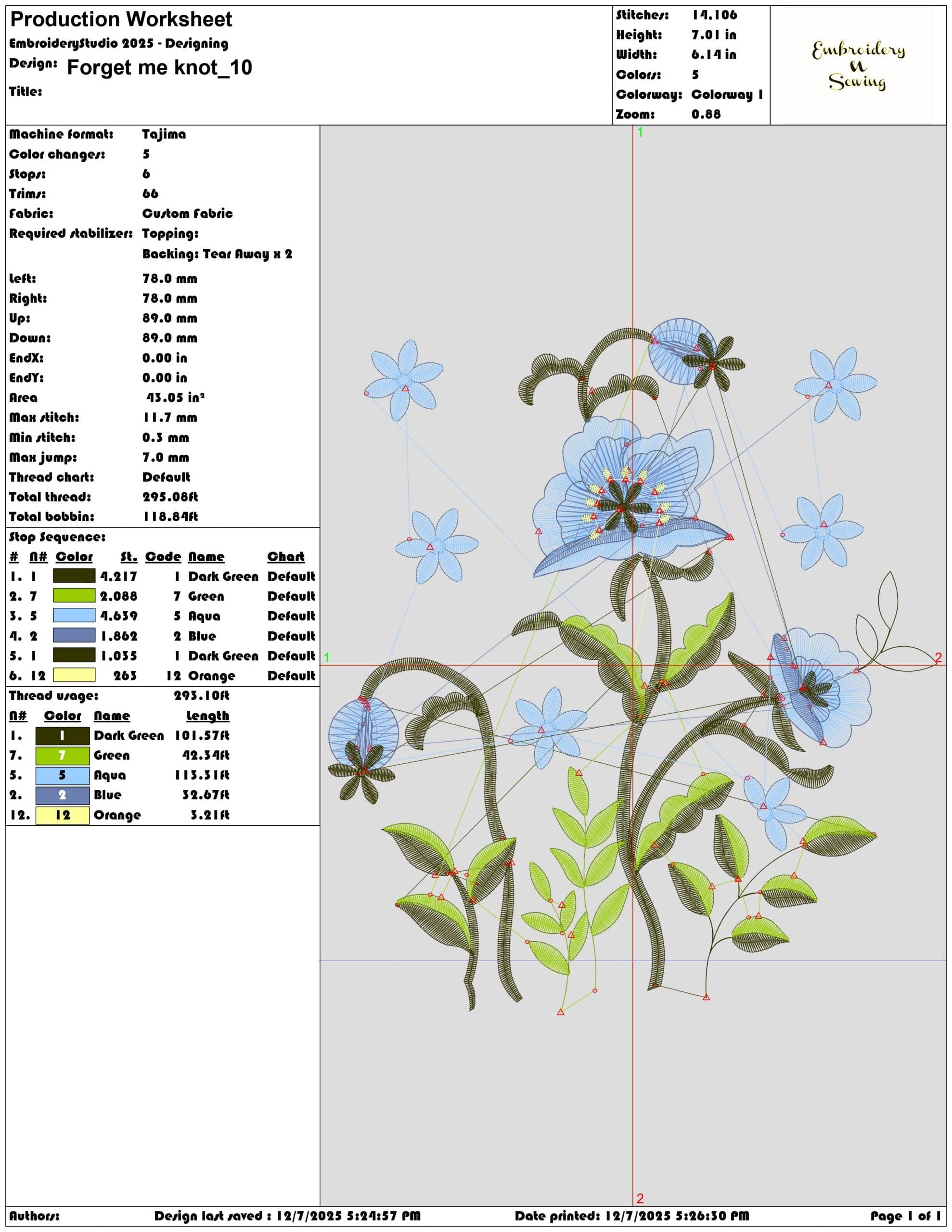 Forget me knot- Elegant embroidery design file - instant download — view 3