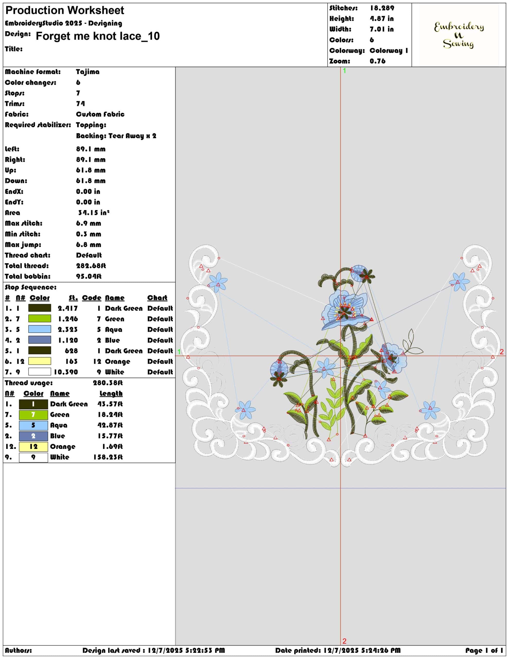 Forget me knot lace- Elegant embroidery design file - instant download — view 3