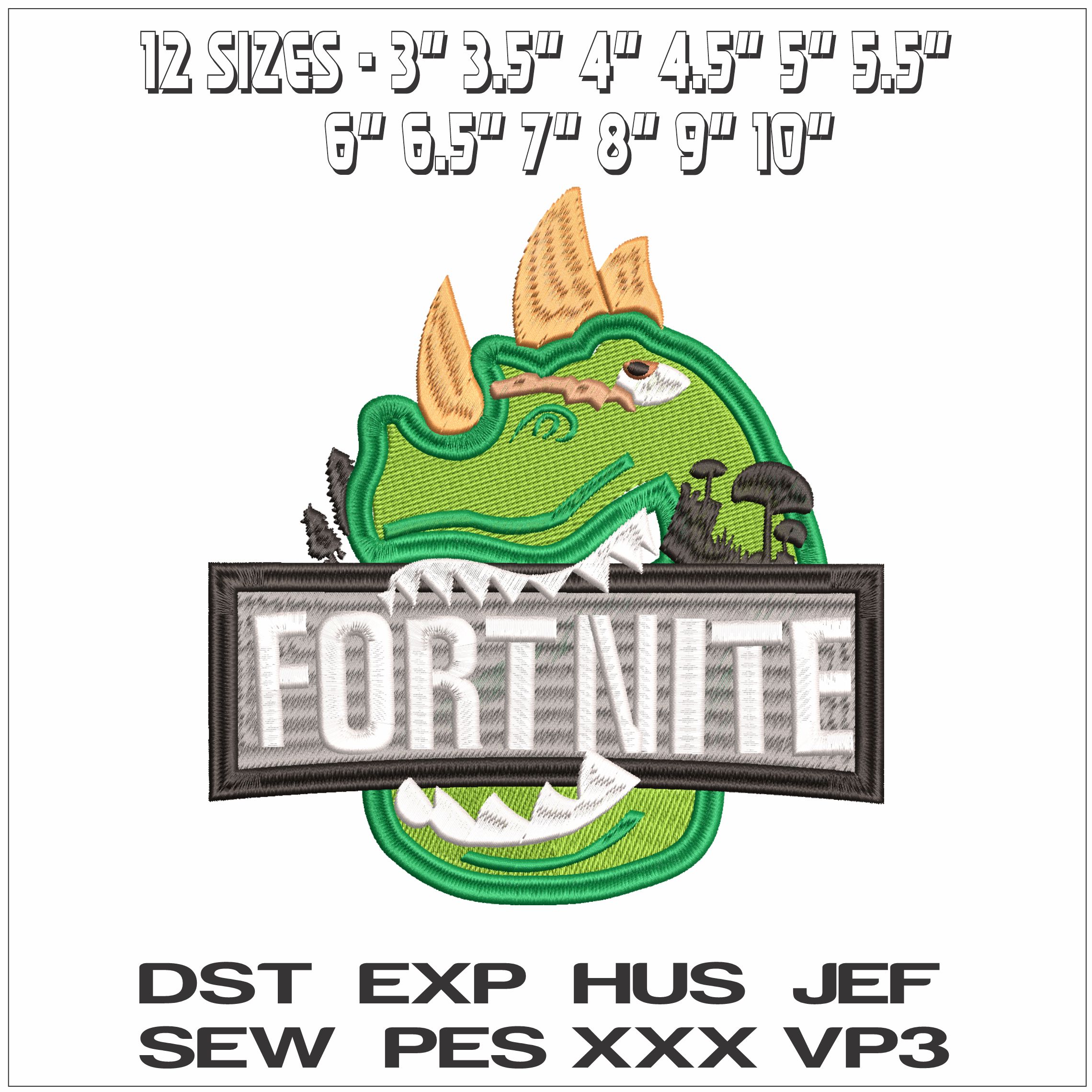 Fortnite Dinosaur Head- Elegant embroidery design file - instant download — view 2
