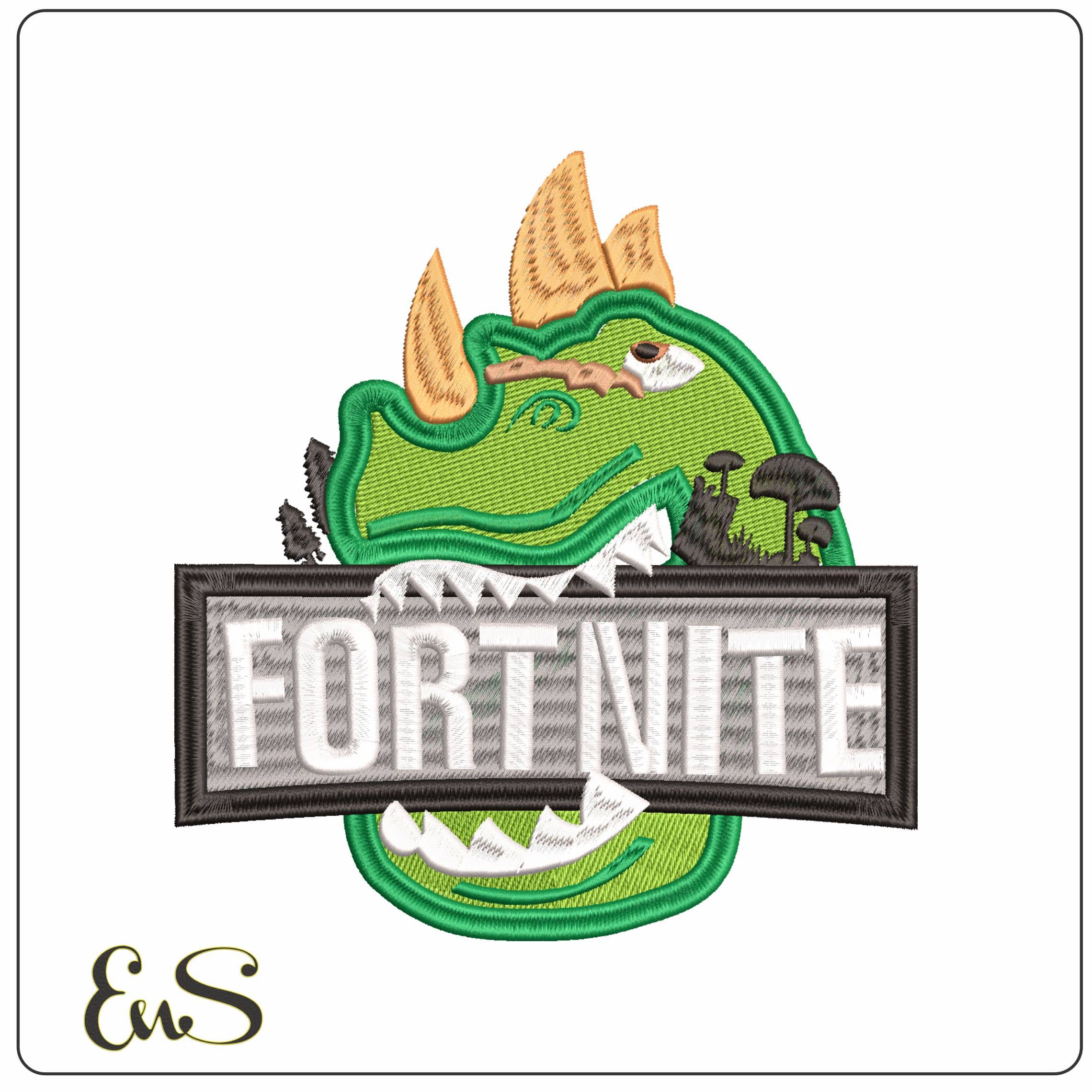 Fortnite Dinosaur Head- Elegant embroidery design file - instant download