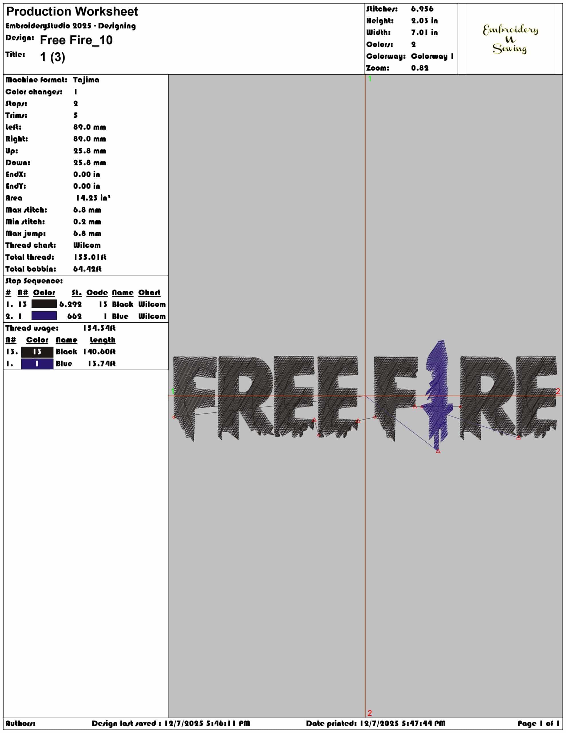 Free Fire- Elegant embroidery design file - instant download — view 3