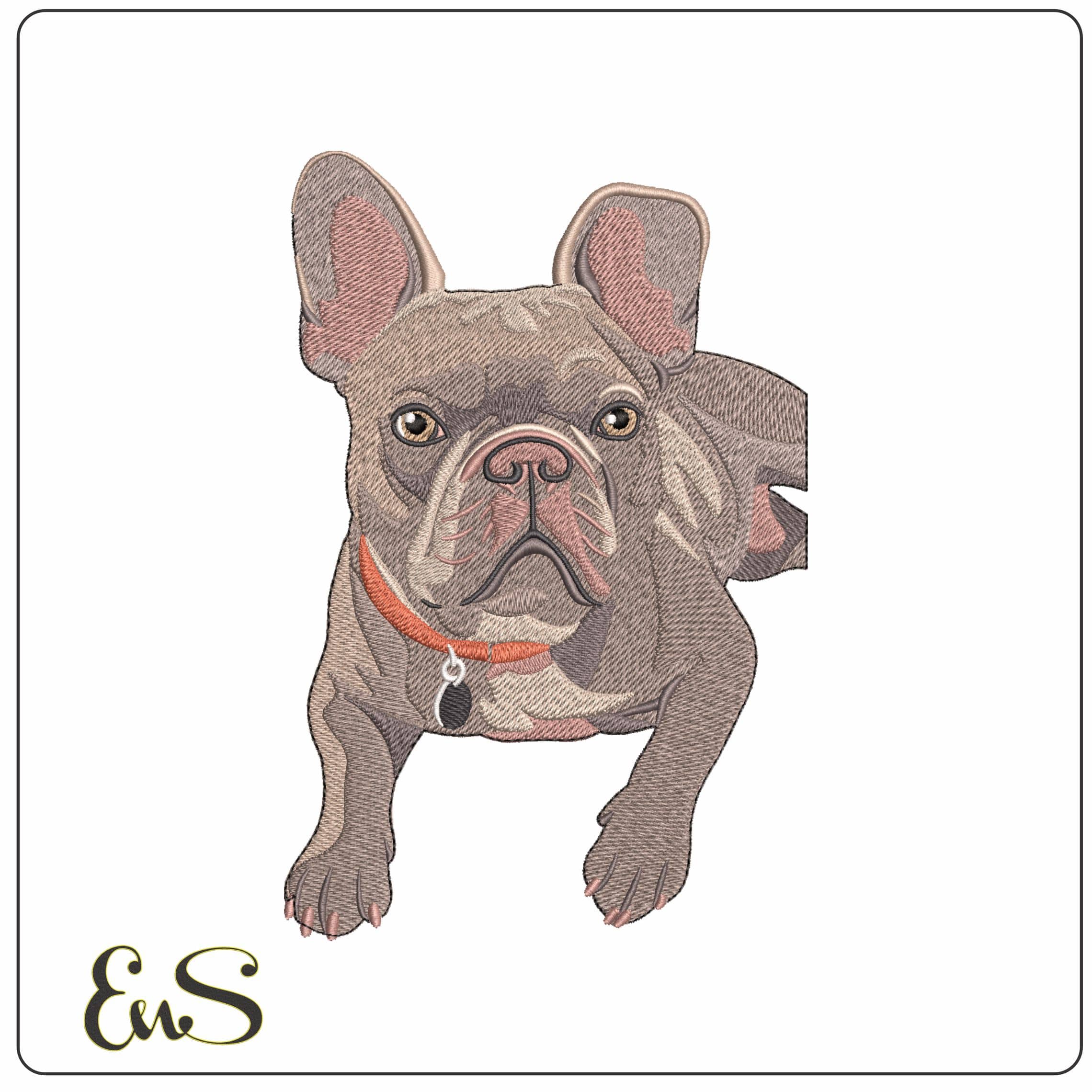 French Bulldog laying down- Elegant embroidery design file - instant download