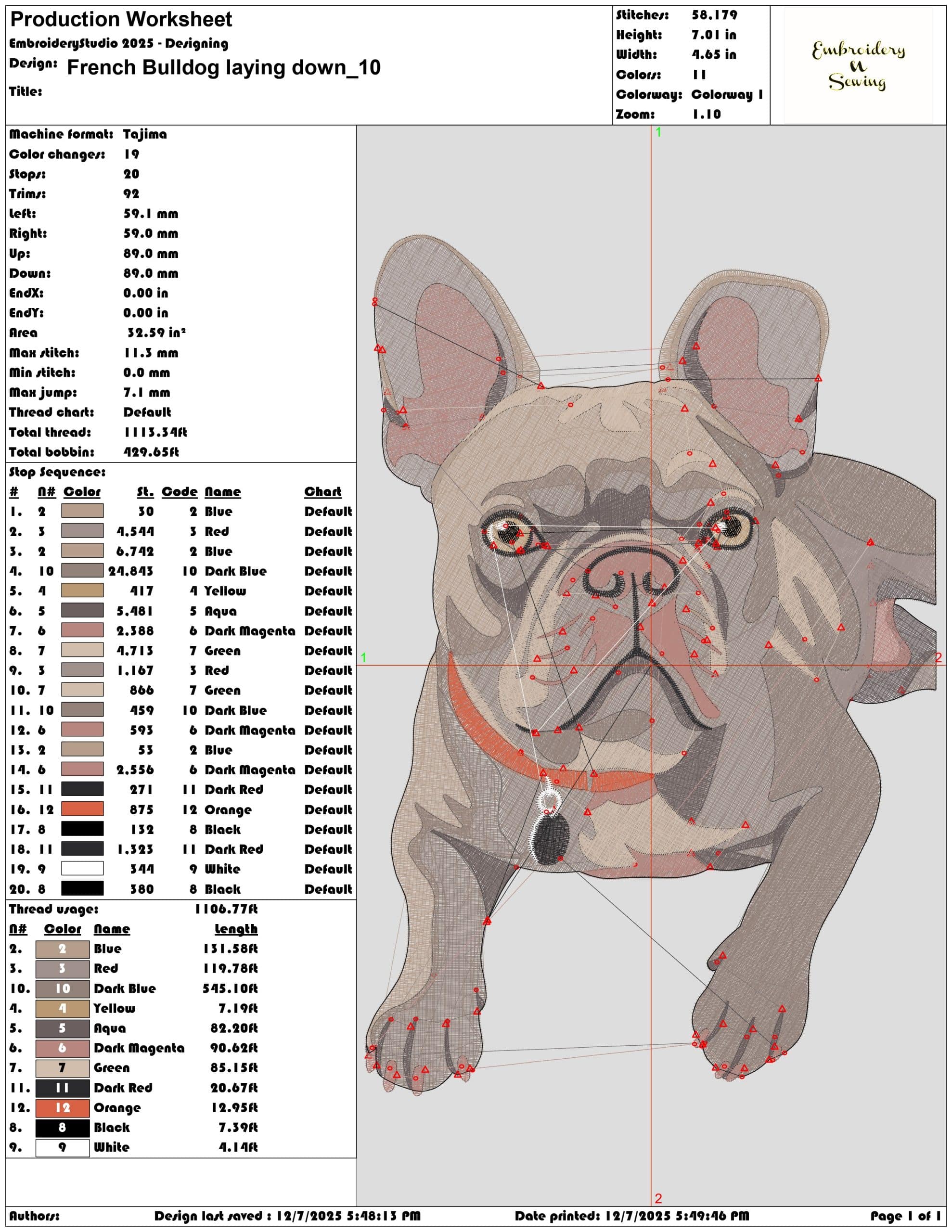 French Bulldog laying down- Elegant embroidery design file - instant download — view 3