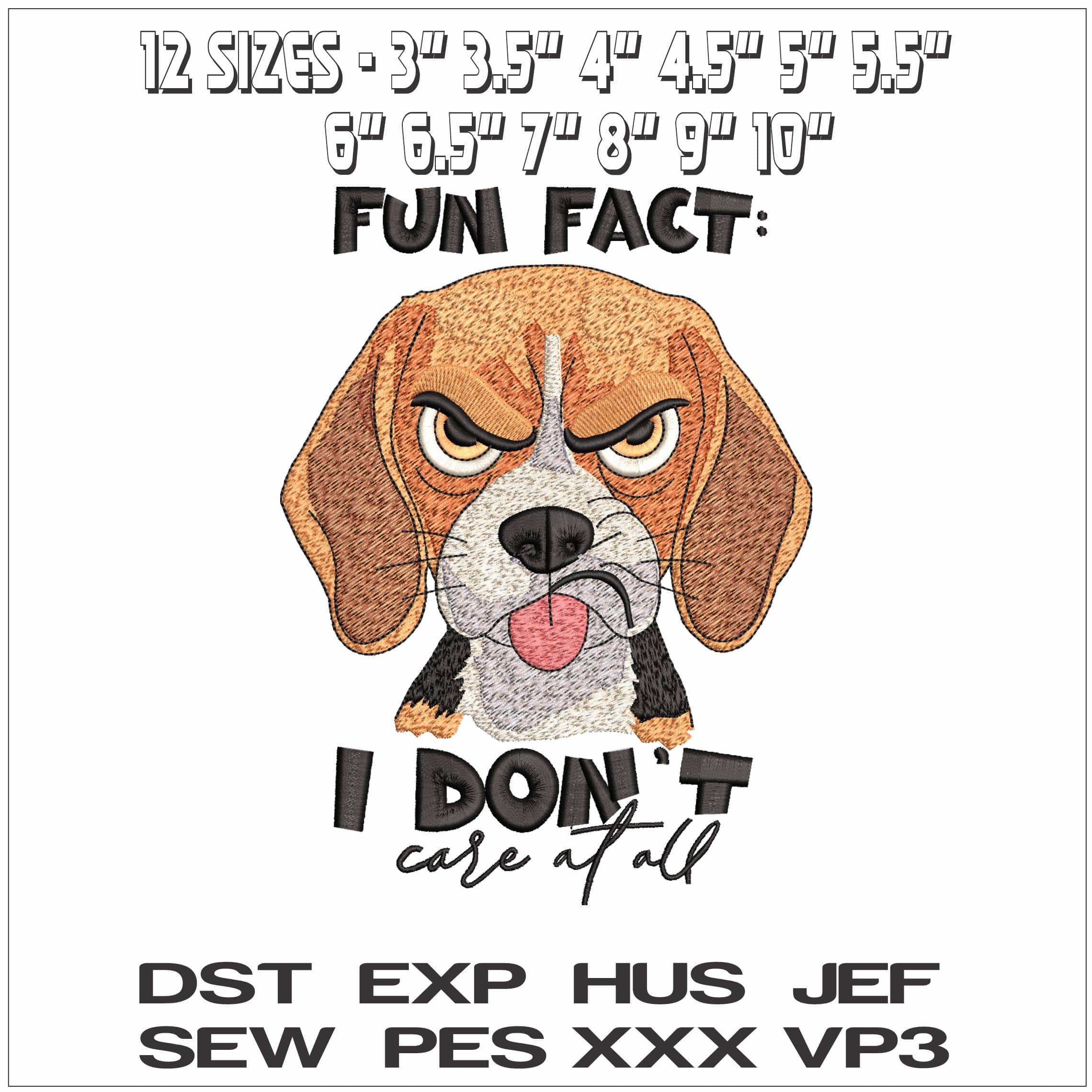 Fun Fact I dont Care- Elegant embroidery design file - instant download — view 2