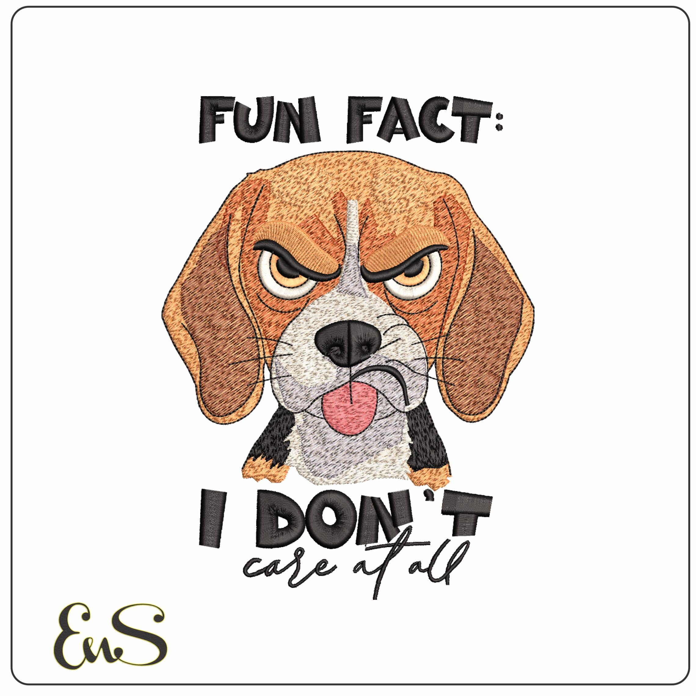 Fun Fact I dont Care- Elegant embroidery design file - instant download