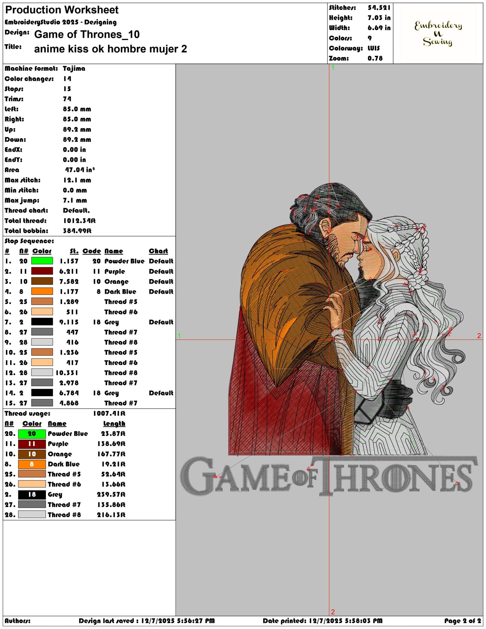 Game of Thrones- Elegant embroidery design file - instant download — view 4