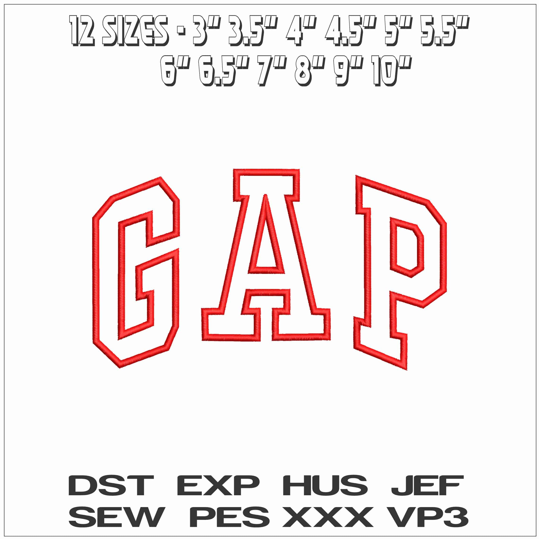 GAP Logo- Elegant embroidery design file - instant download — view 2