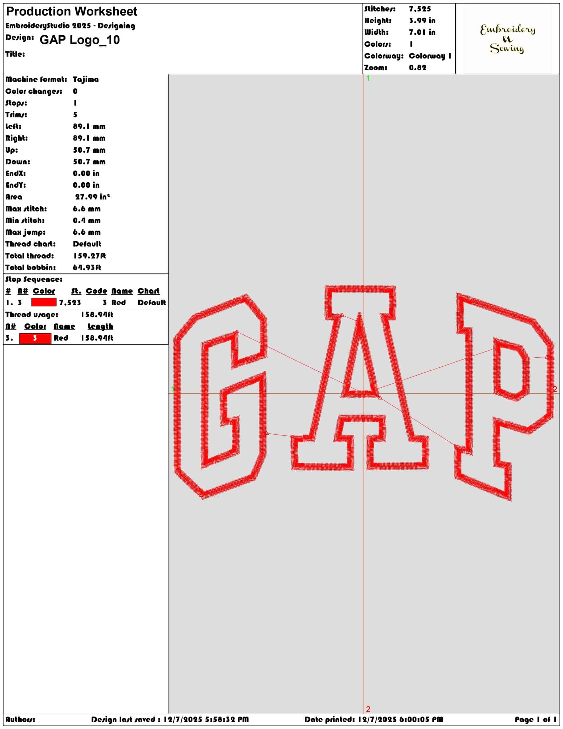 GAP Logo- Elegant embroidery design file - instant download — view 3