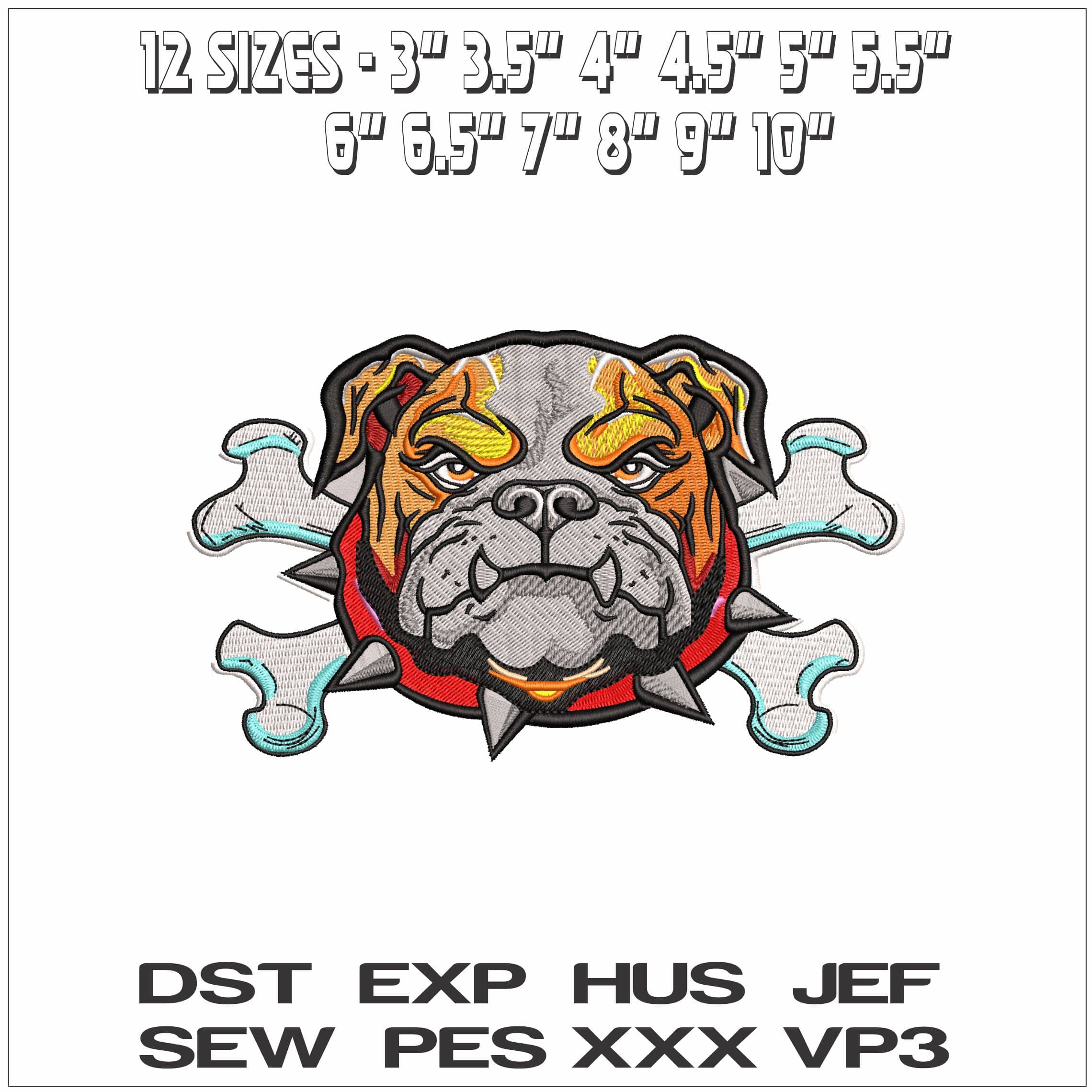 Georgia Bulldog with Bones- Elegant embroidery design file - instant download — view 2