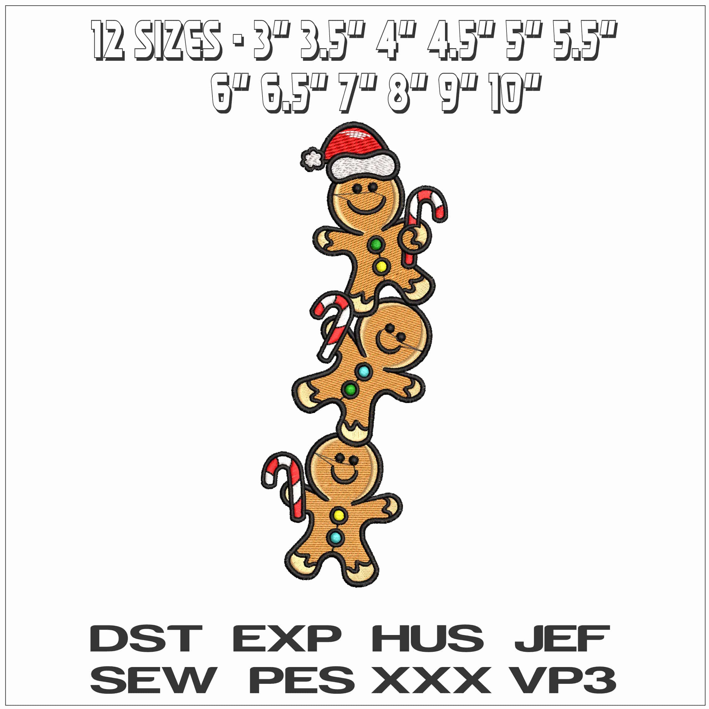 Gingerbread Man Tower- Elegant embroidery design file - instant download — view 2