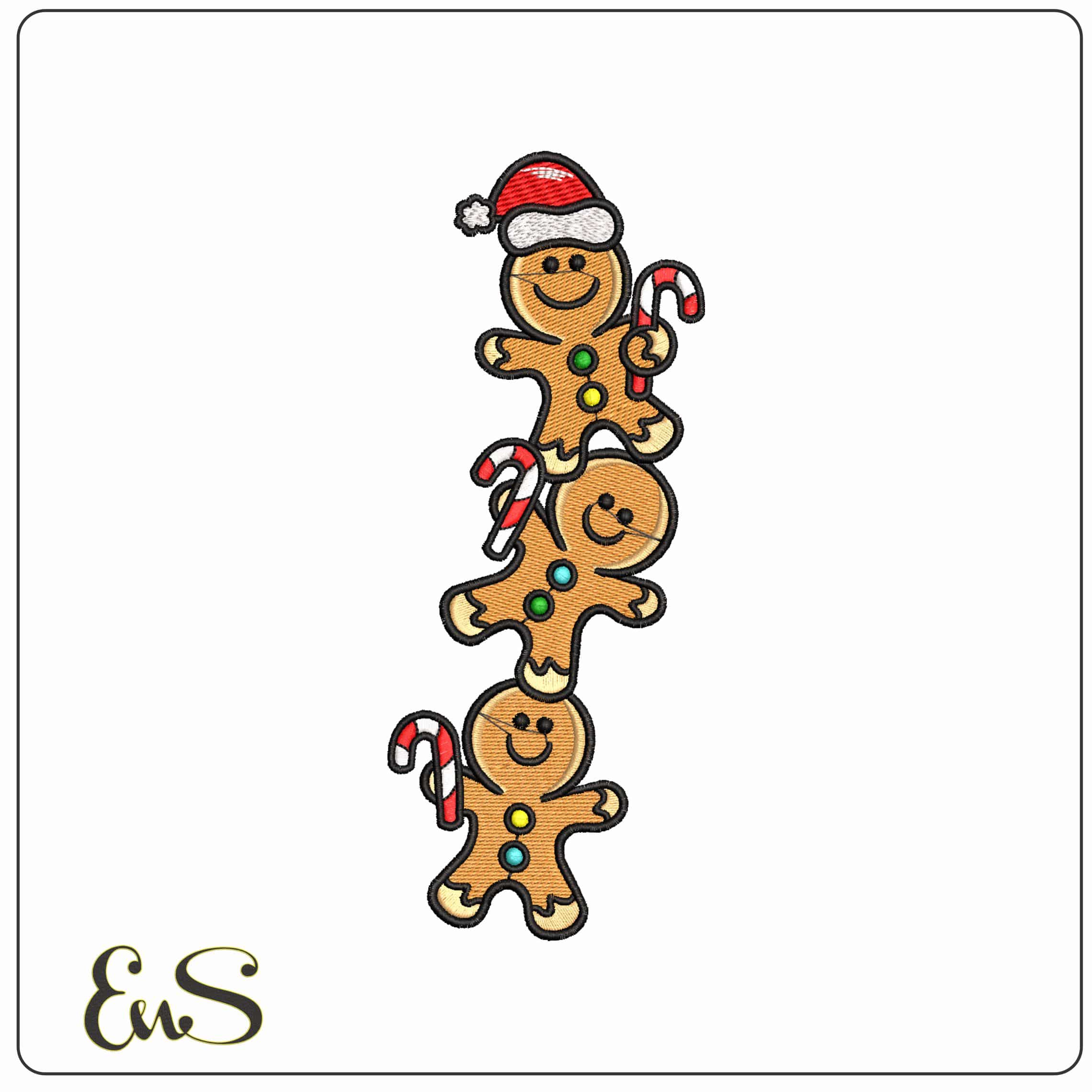 Gingerbread Man Tower- Elegant embroidery design file - instant download