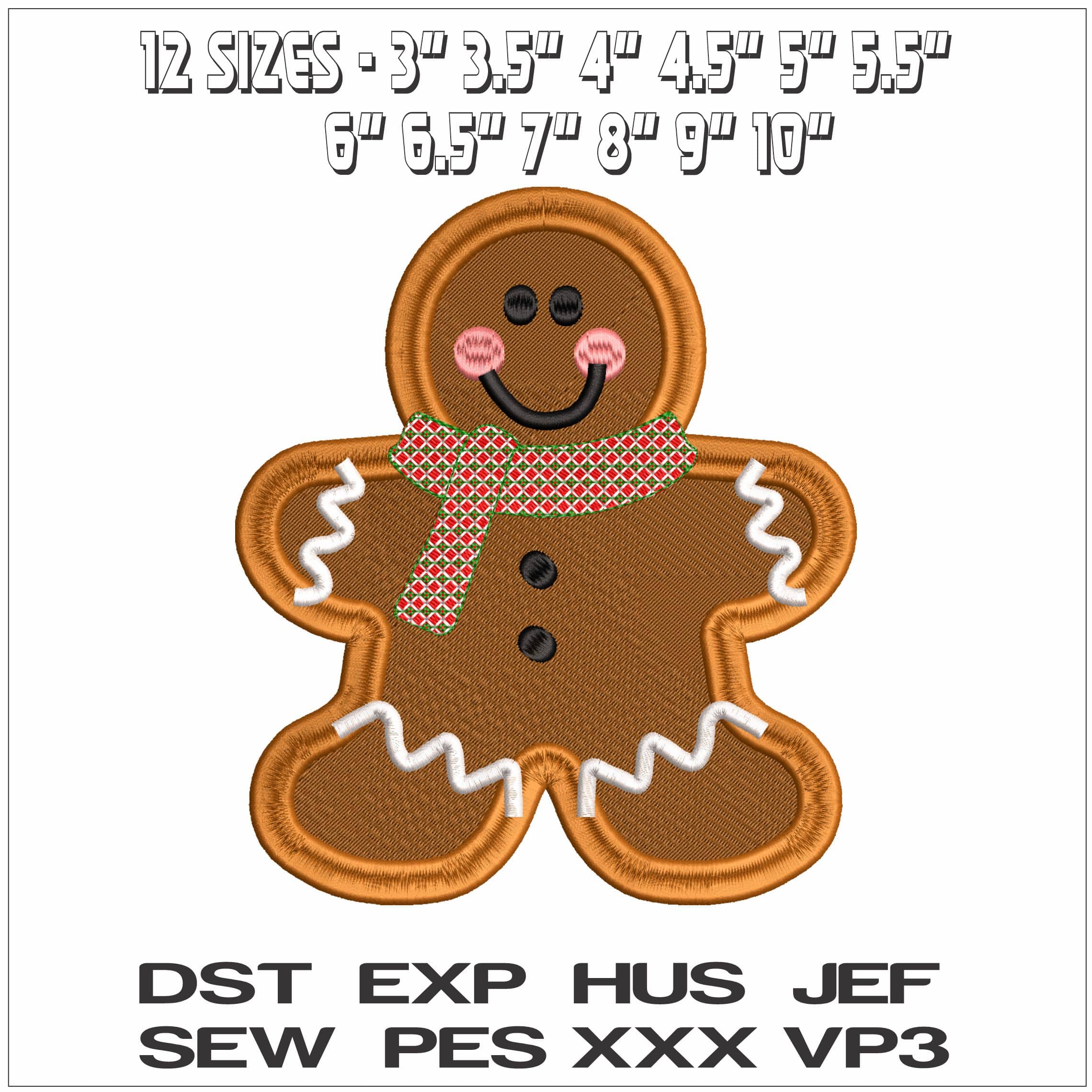 Gingerbread Woman- Elegant embroidery design file - instant download — view 2