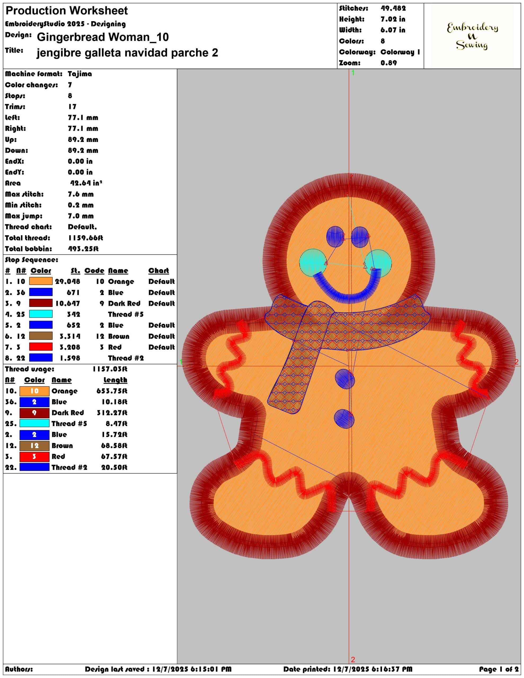 Gingerbread Woman- Elegant embroidery design file - instant download — view 3